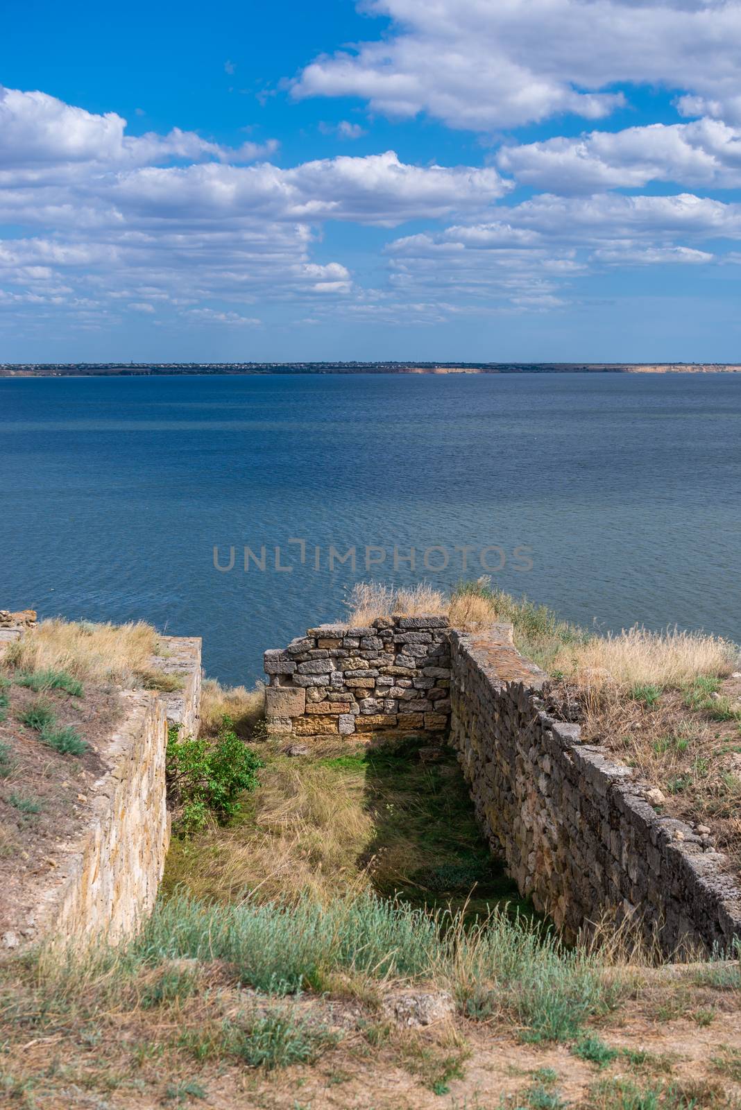 Parutino, Ukraine 08.17.2019. Ancient greek colony Olbia on the banks of the Southern Bug River in Ukraine on a cloudy summer day.