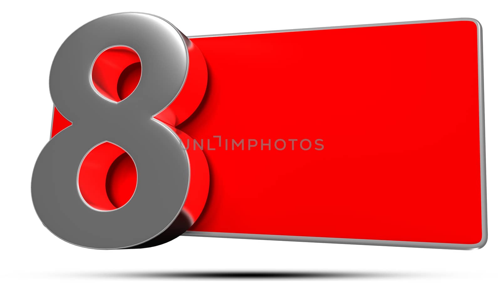 3D illustration Numbers 8 stainless isolated on a white background.(with Clipping Path).