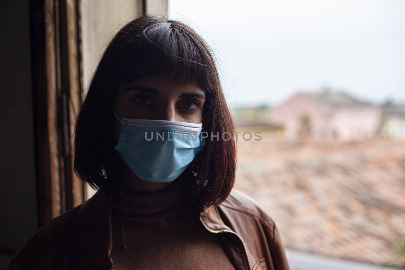 Girl with medical mask at window 19 by pippocarlot