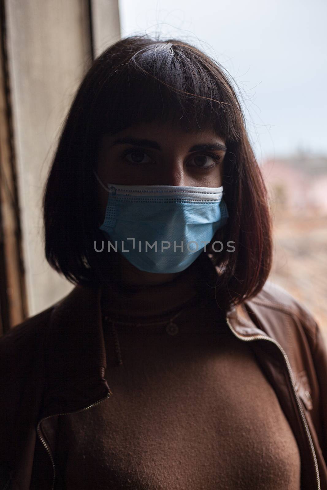Girl with medical mask at window 21 by pippocarlot