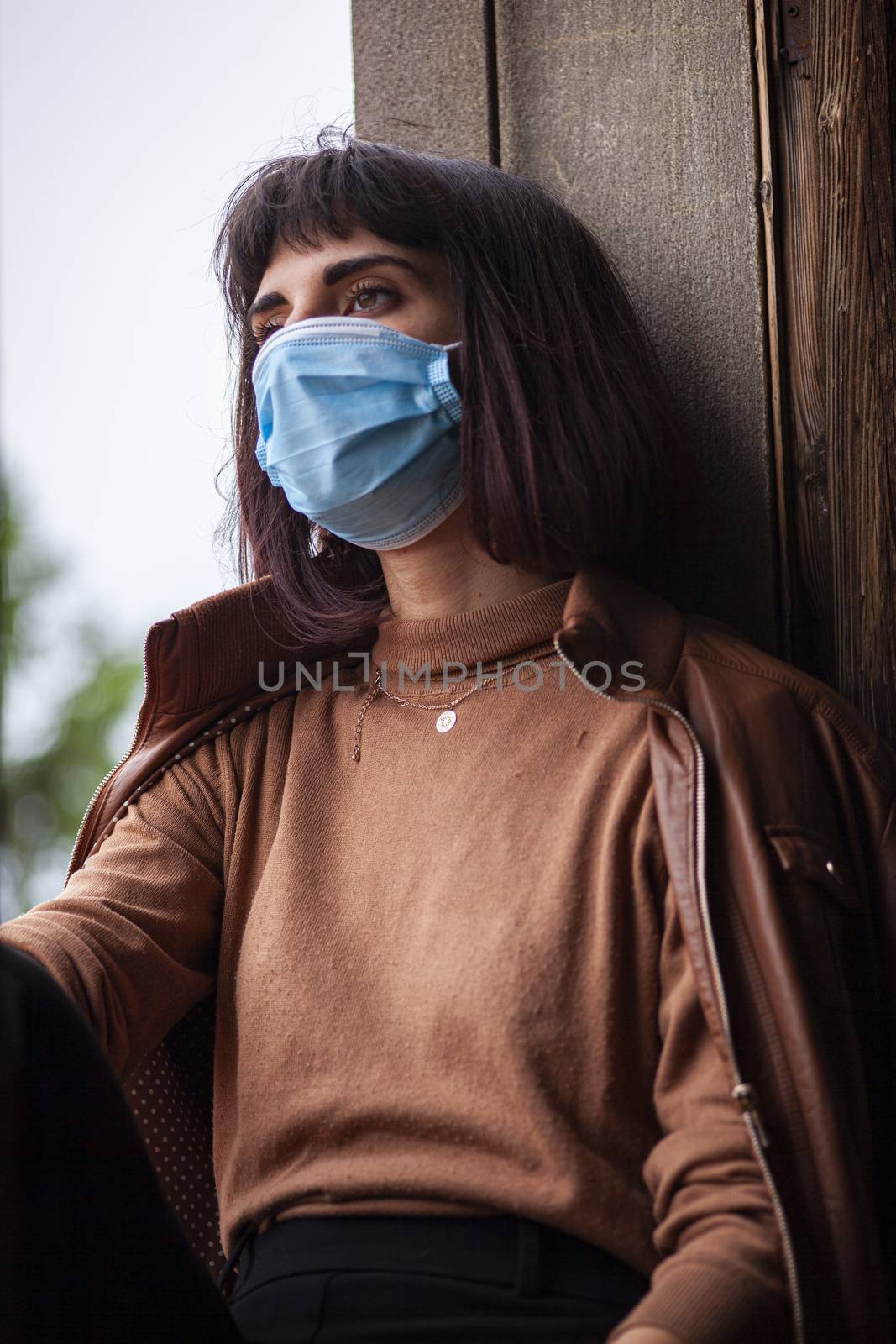 Girl with medical mask at window 10 by pippocarlot