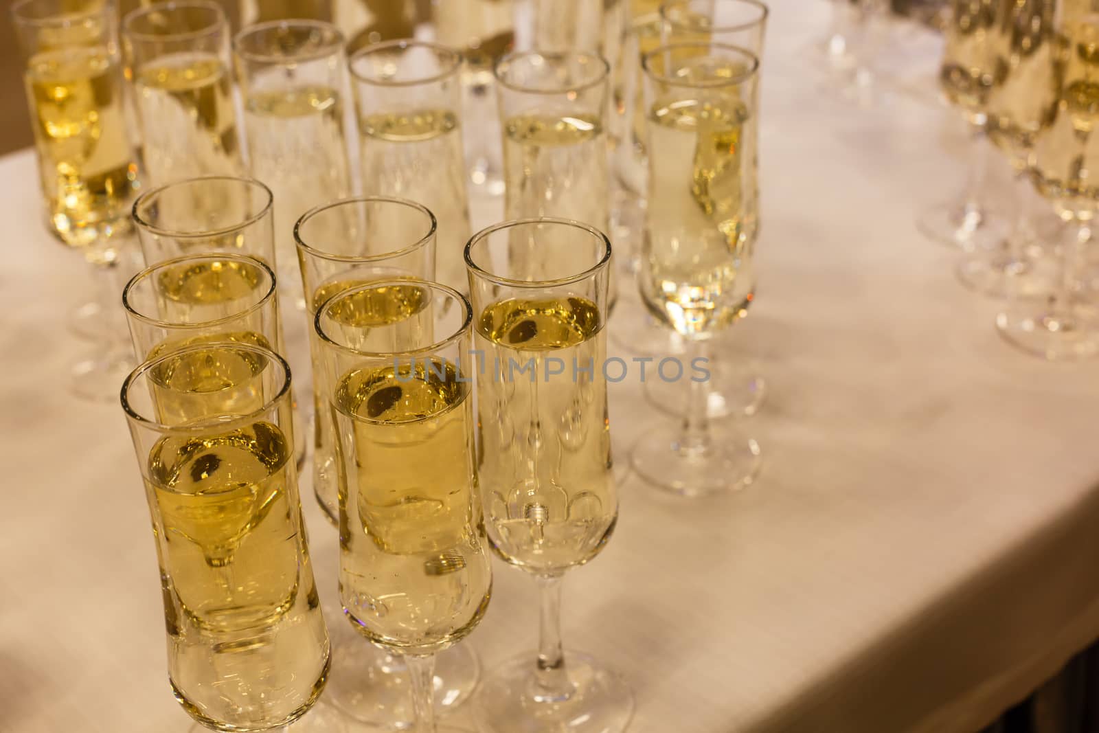 A table with wine glasses. High quality photo