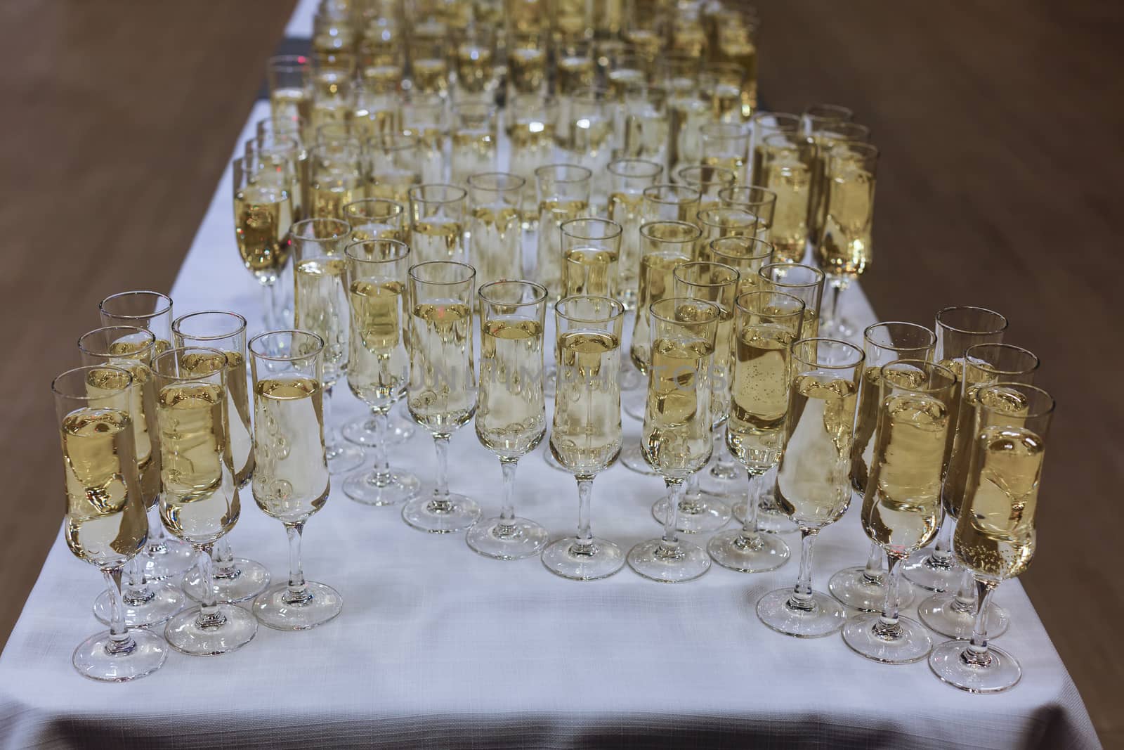 A table with wine glasses. High quality photo