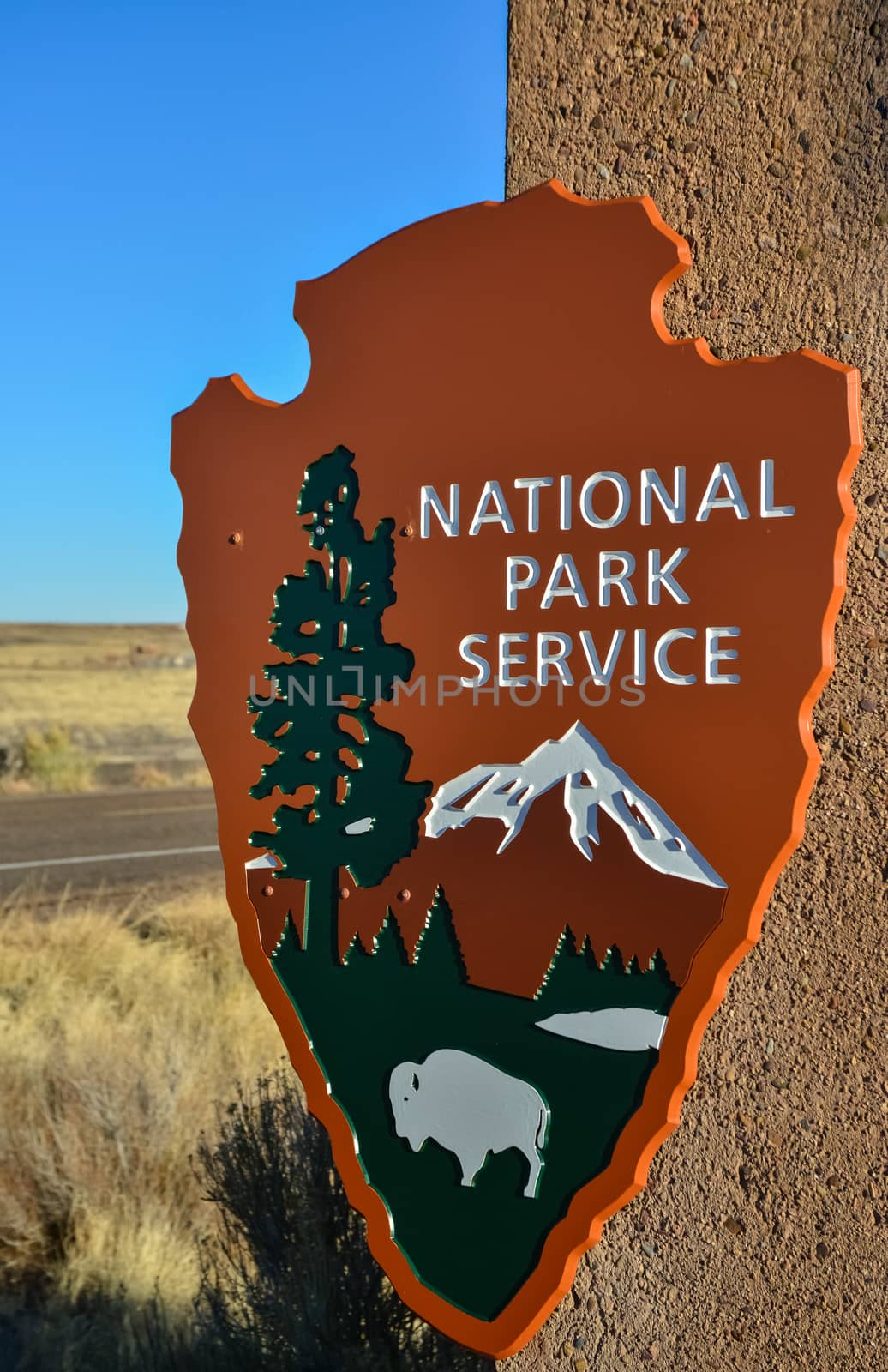 USA, ARIZONA- NOVEMBER 17, 2019:  A sign saying "National Park Service", Arizona