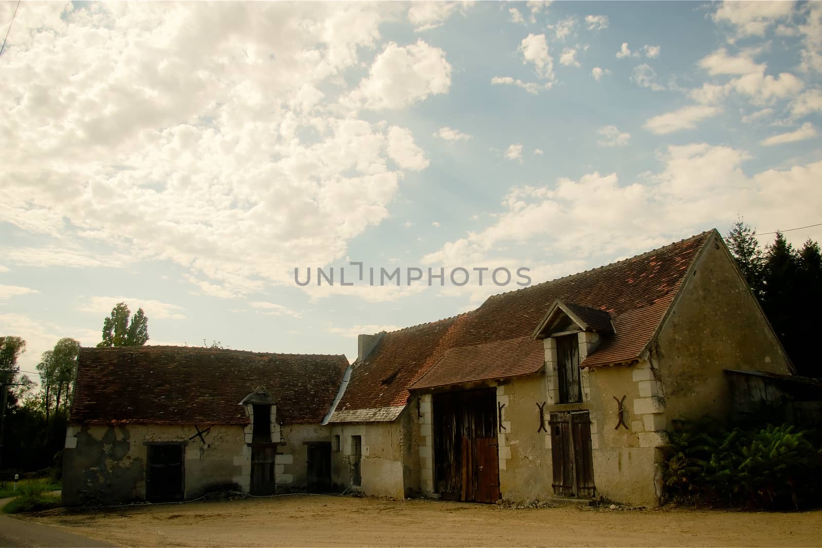 Farm outbuildings in the rural Indre department, France