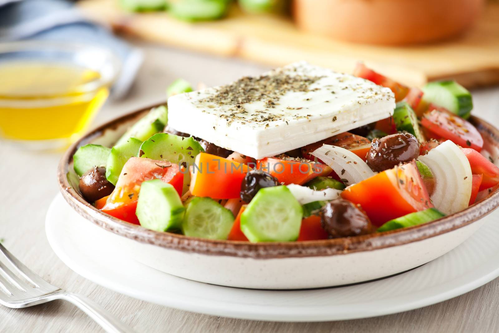 Plate Of Refreshing Greek Salad by mpessaris