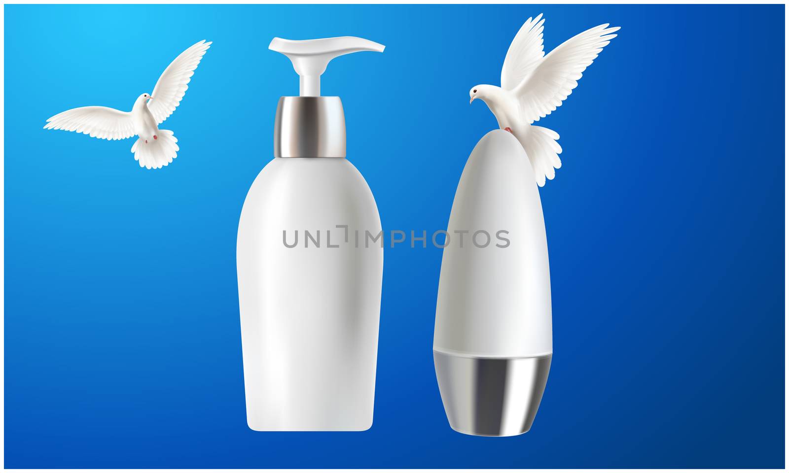 mock up illustration of different cosmetic products on abstract background