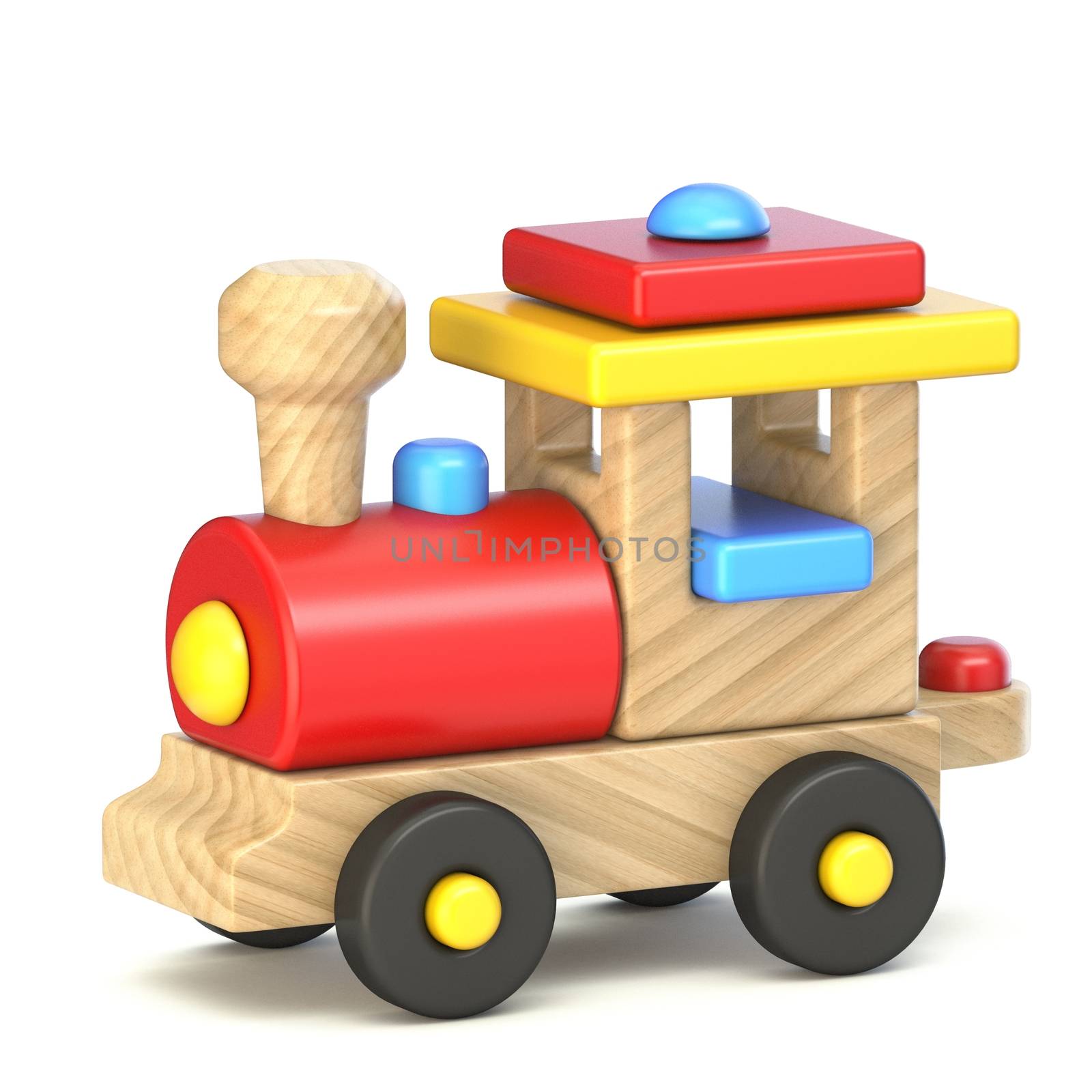Wooden train locomotive 3D by djmilic