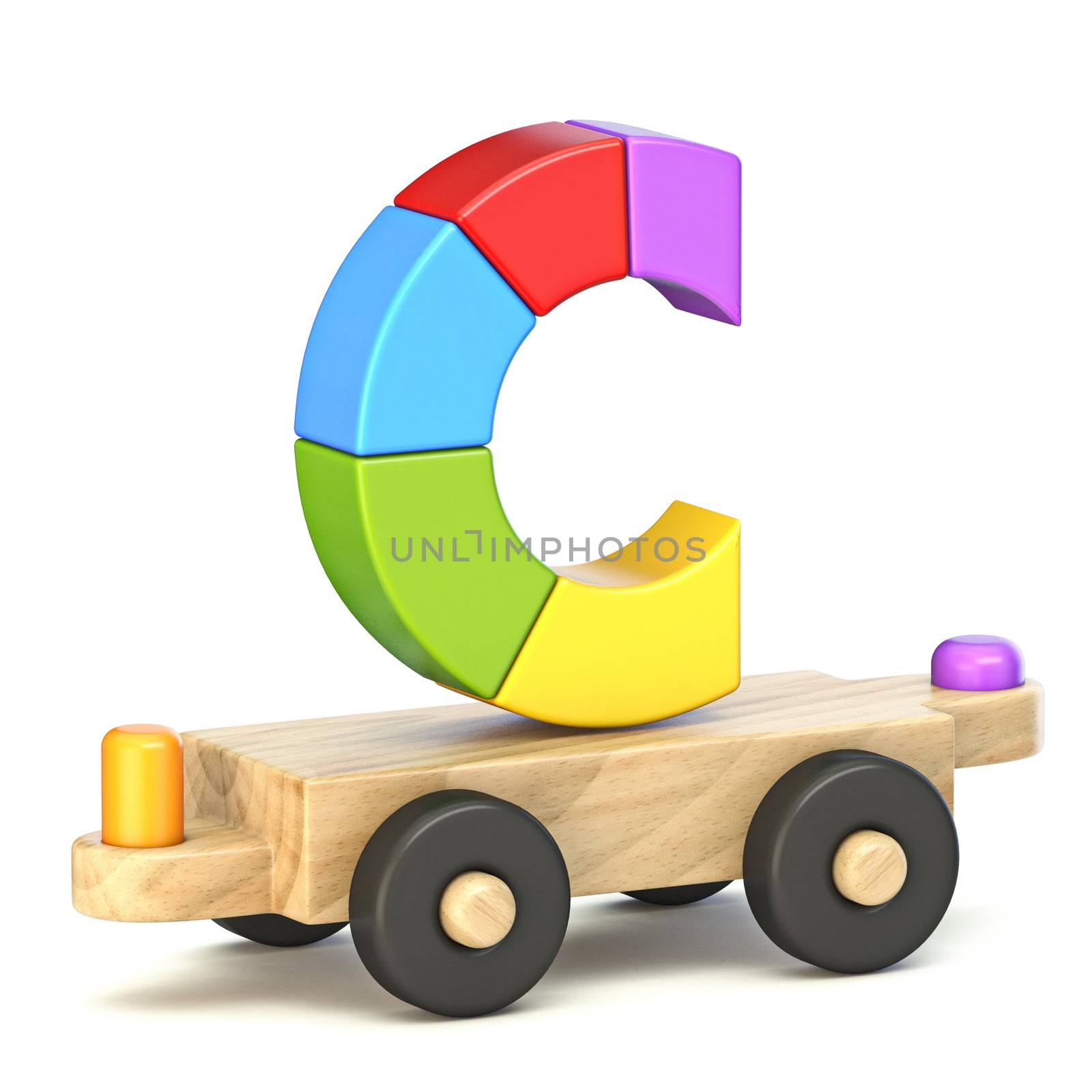 Wooden train font Letter C 3D by djmilic