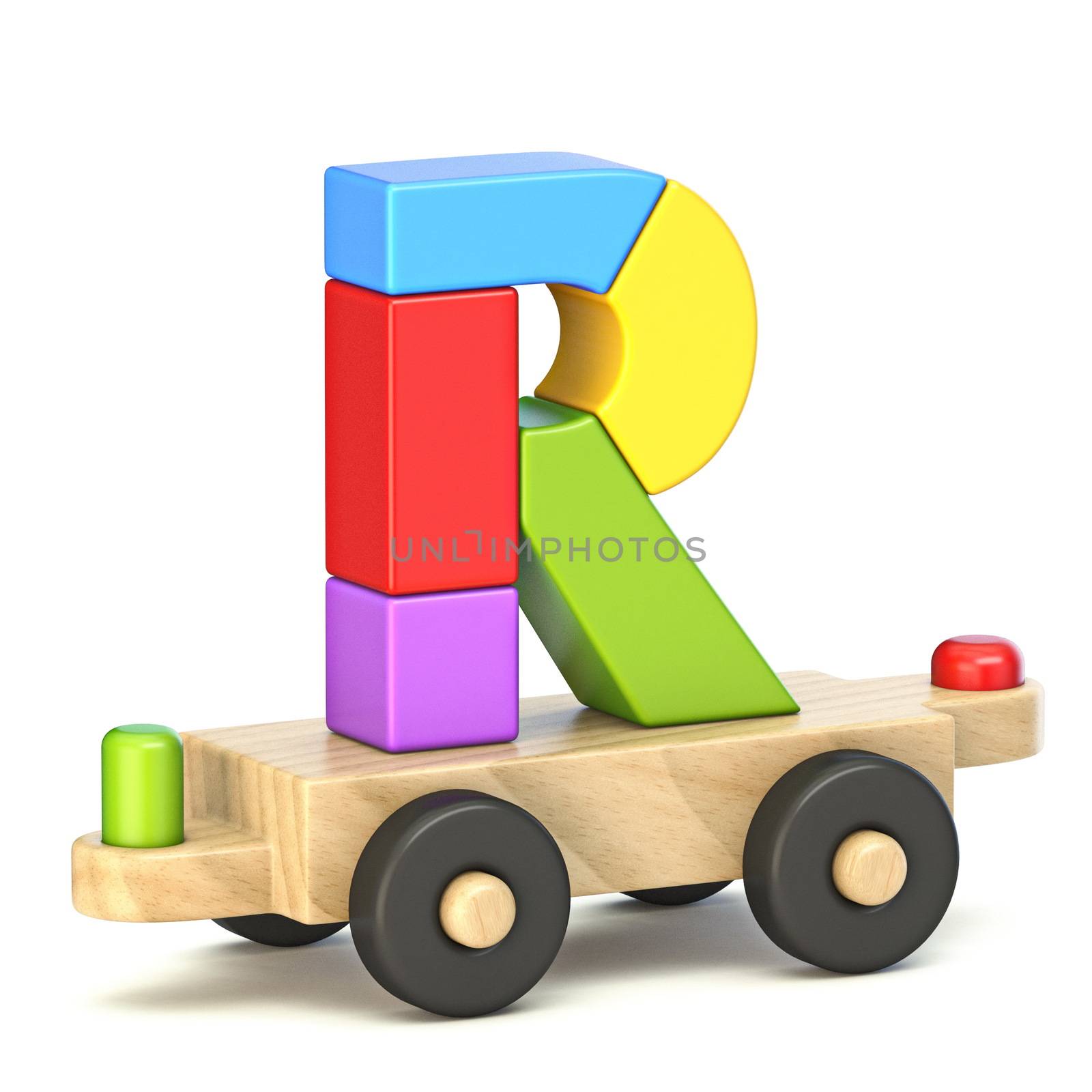 Wooden train font Letter R 3D by djmilic