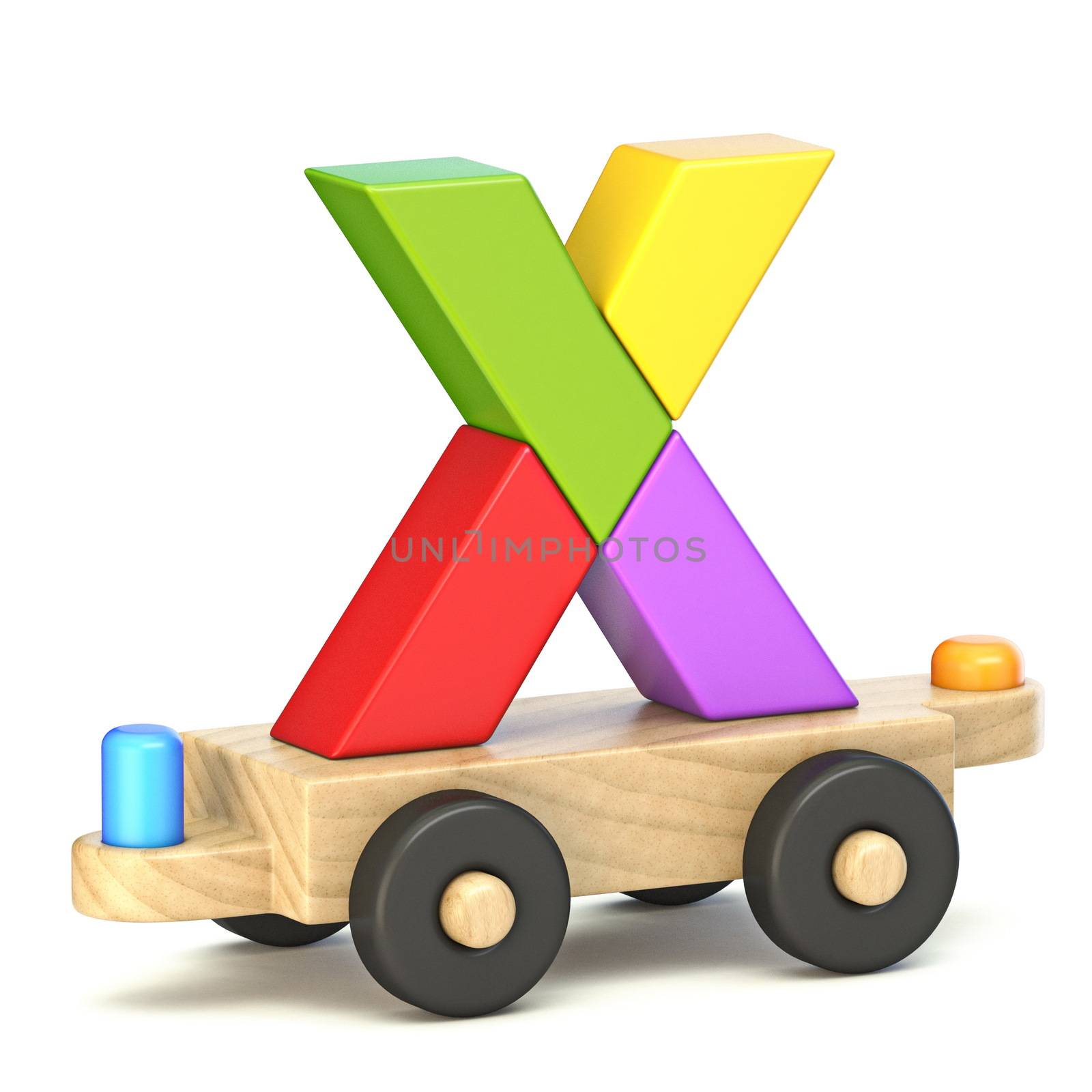 Wooden train font Letter X 3D by djmilic