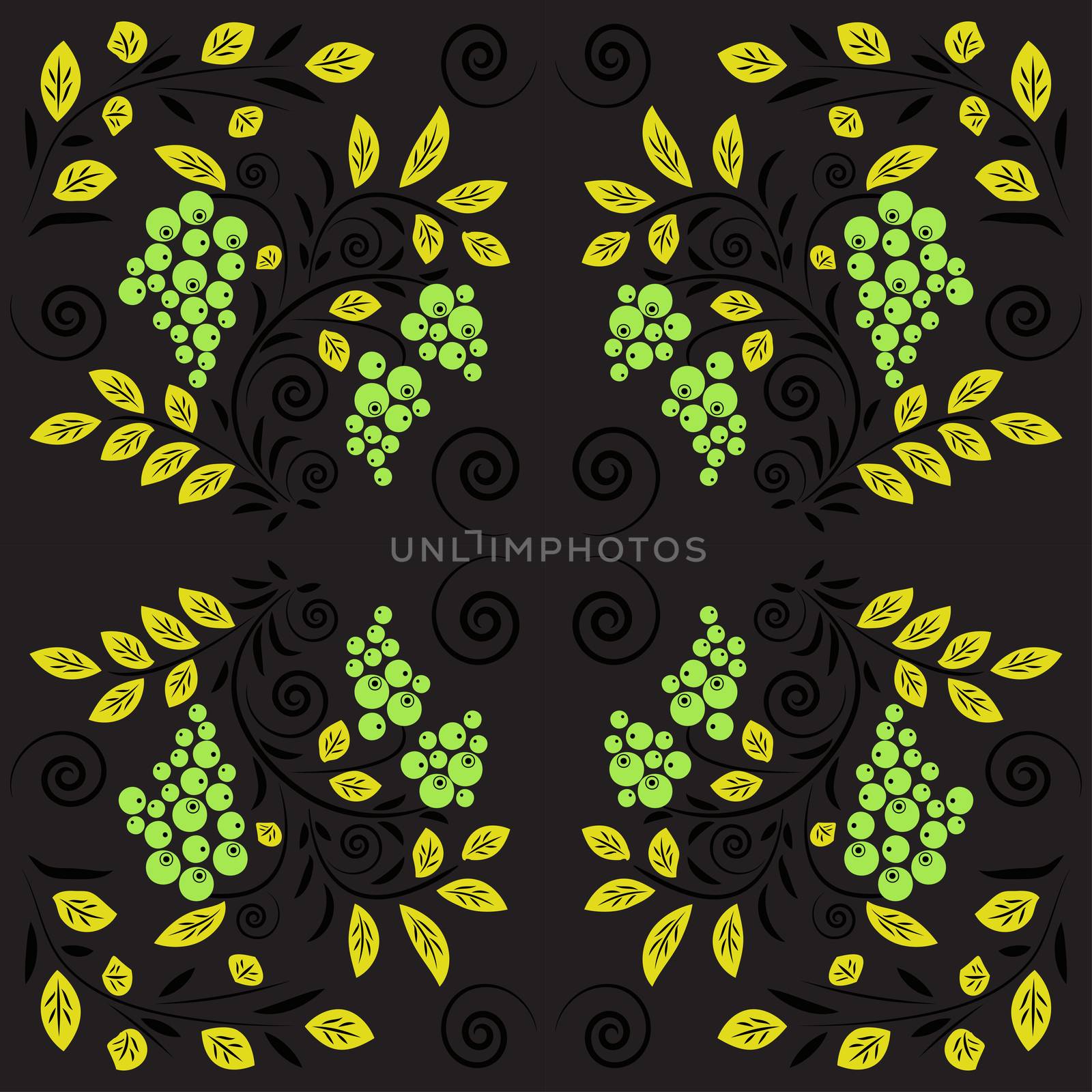 Seamless floral pattern with ornamental flowers in Khokhloma style. Floral design. Traditional russian Hohloma ornament with flowers in bright colors. Vector illustration