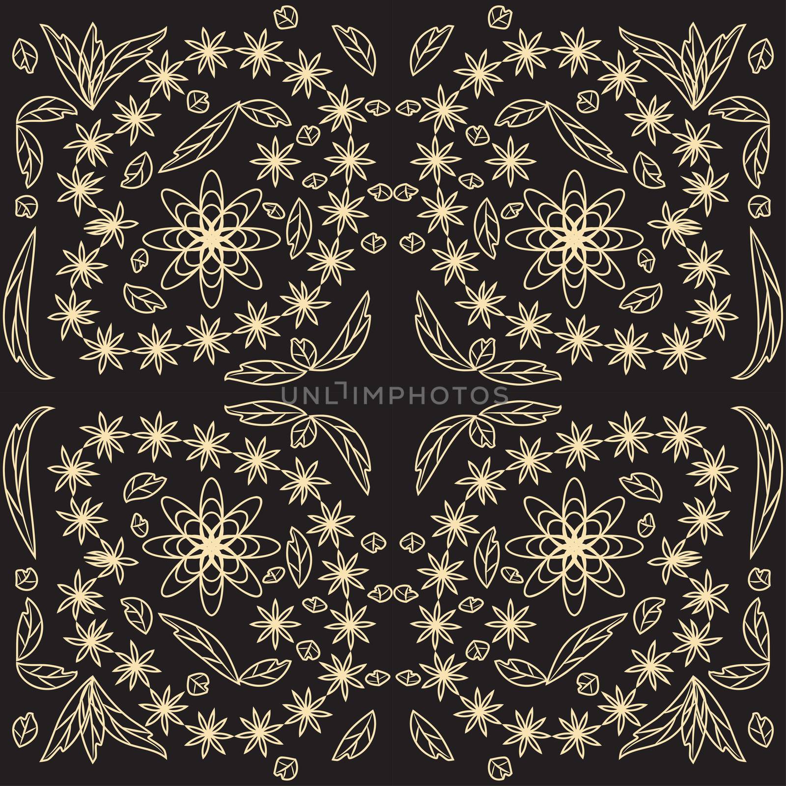Linocut style hand drawn meadow flowers - seamless pattern. Wildflowers in modern cutout style isolated on background, vector illustration for textile, wallpaper.