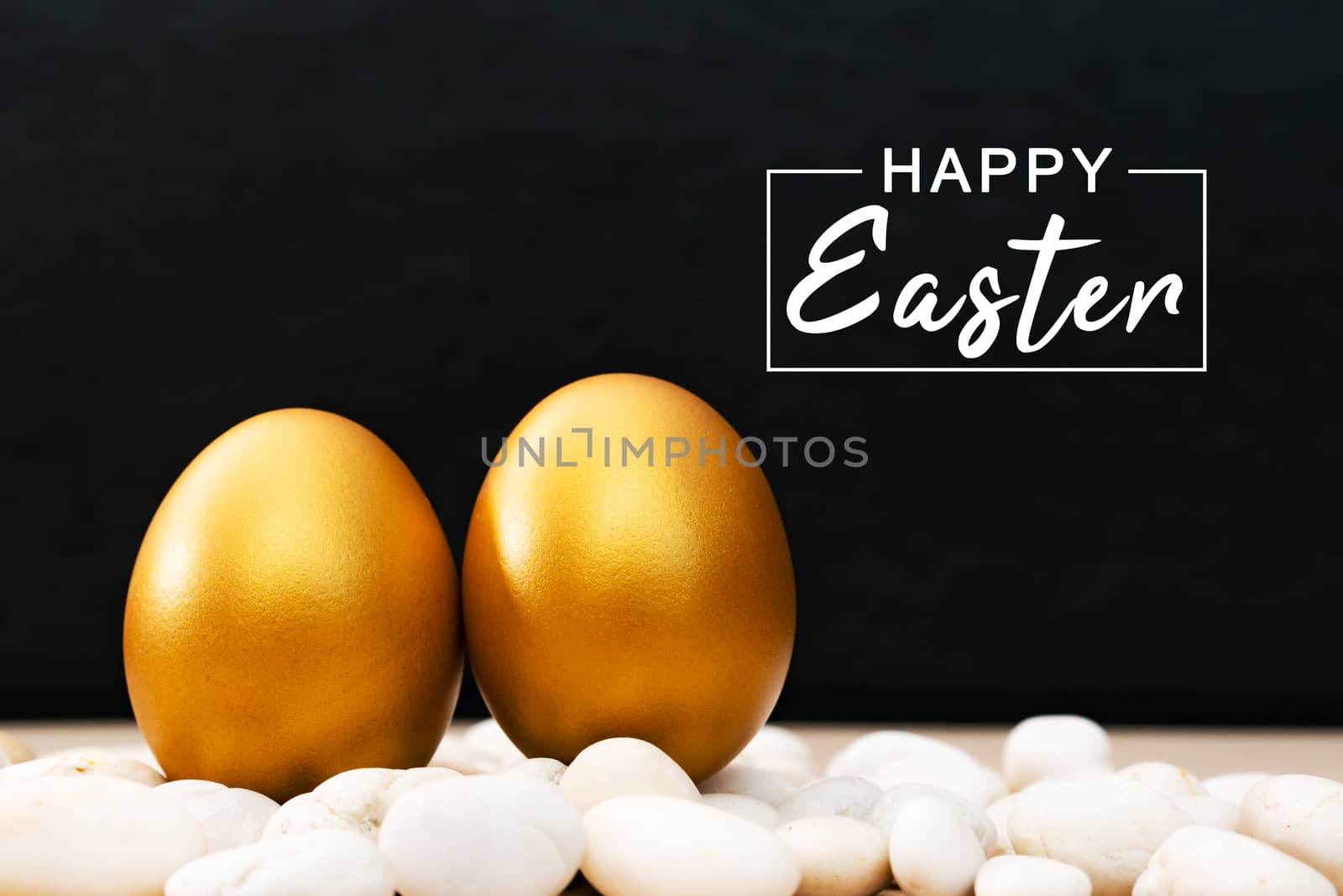 Golden Easter egg, happy Easter sunday hunt holiday decorations