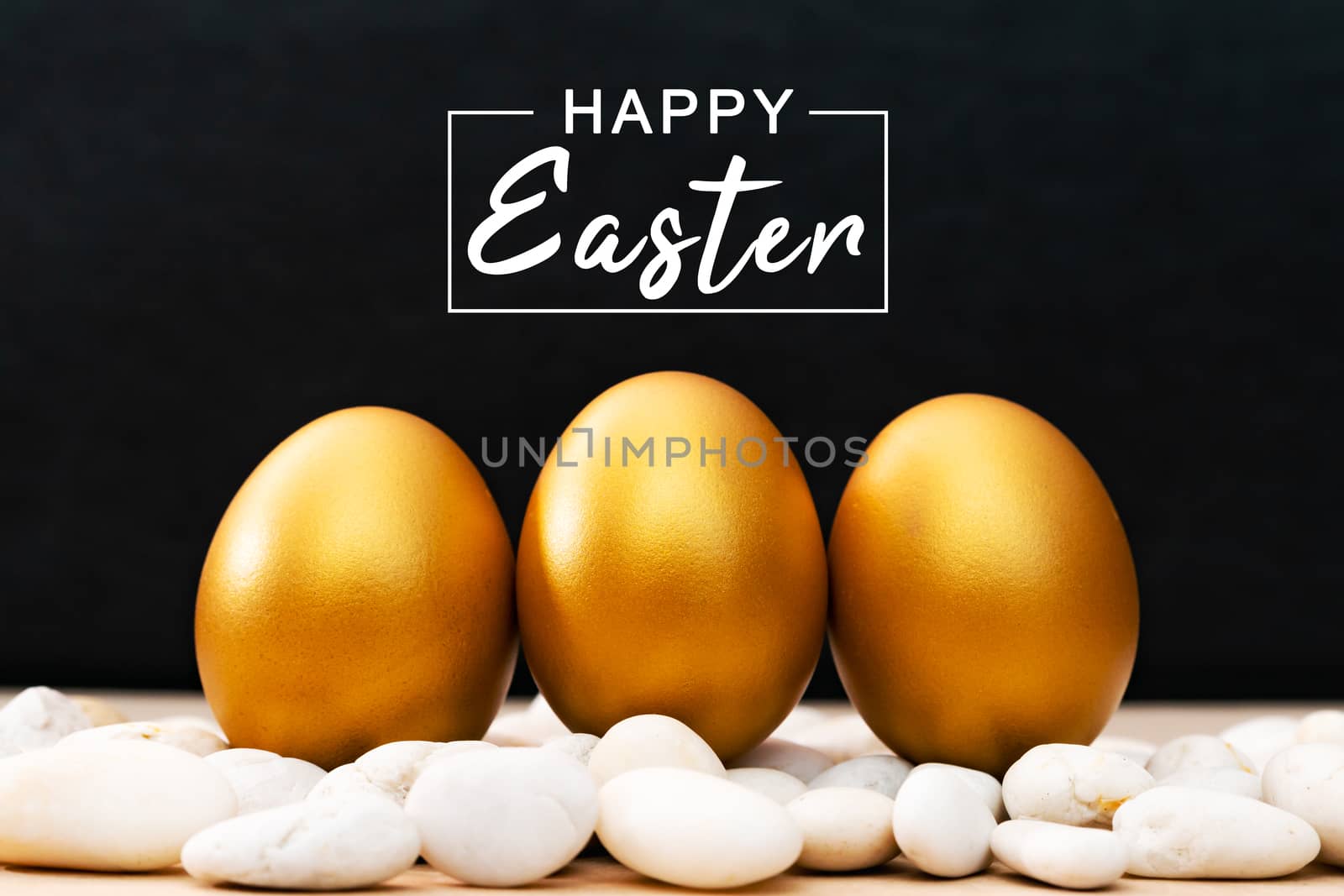 Golden Easter egg, happy Easter sunday hunt holiday decorations