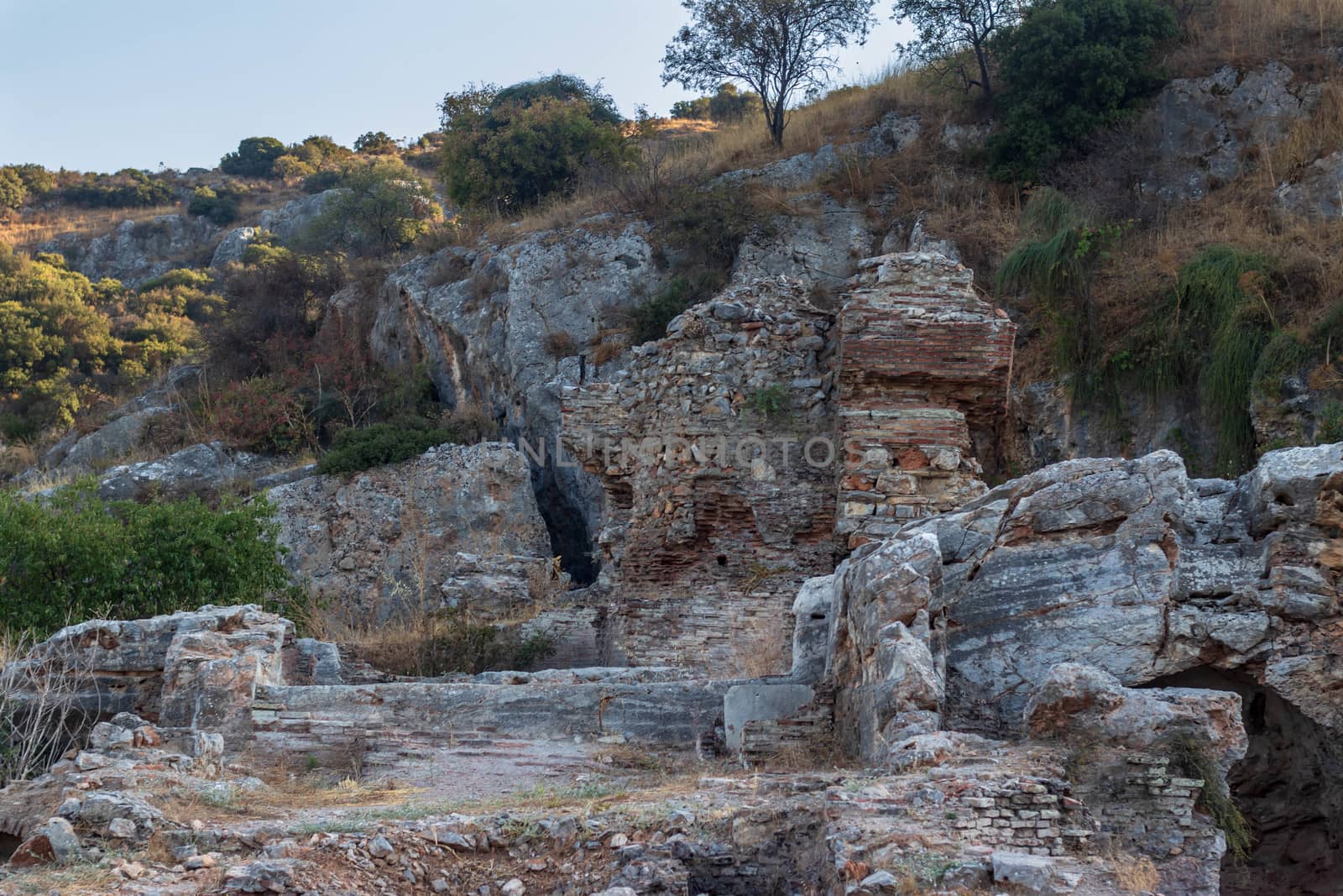some ancient walls and stone structures at ancient city efes. photo has taken at izmir/turkey.