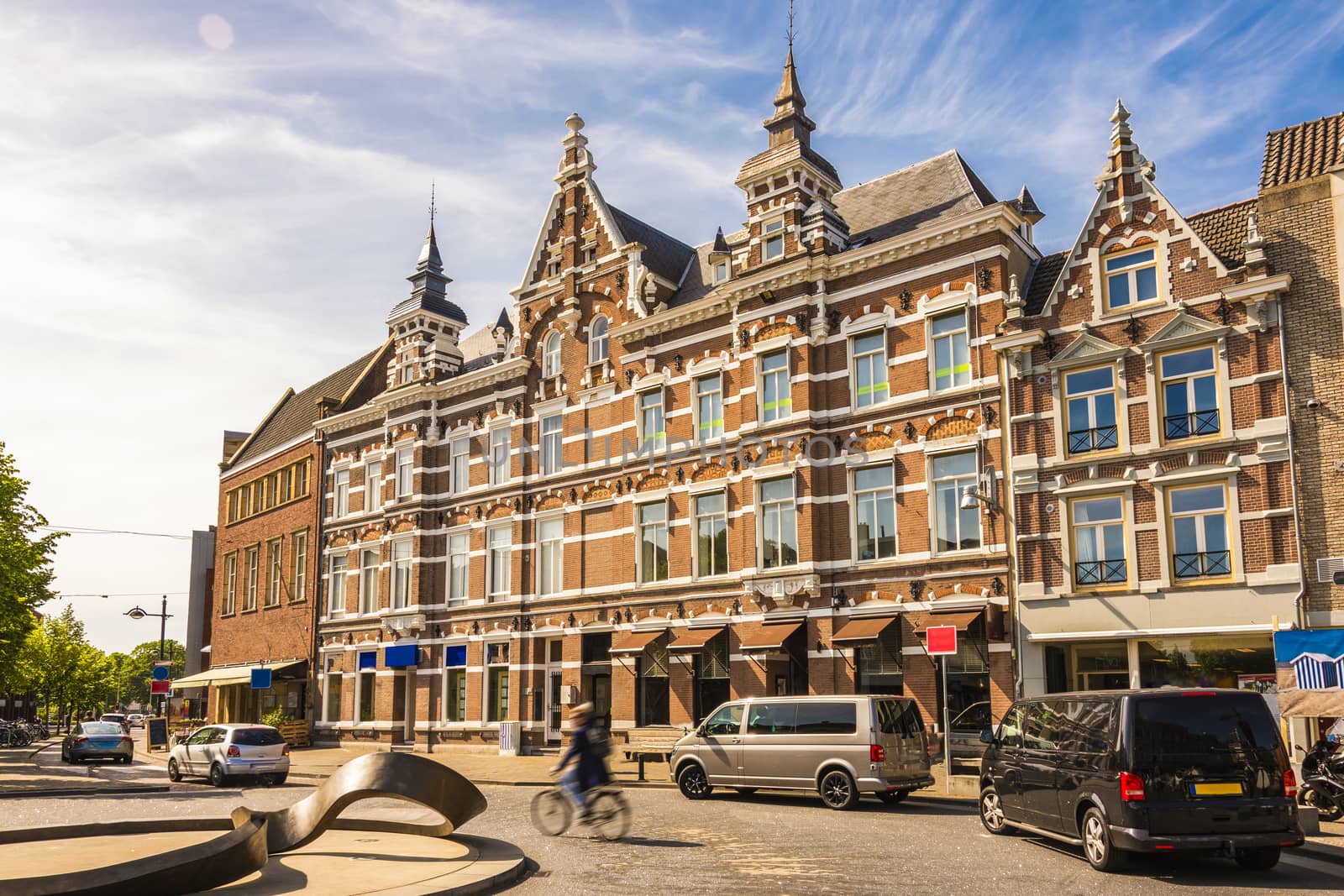 Old typical Dutch buildings and cobbled city of Breda. Netherlands Netherlands