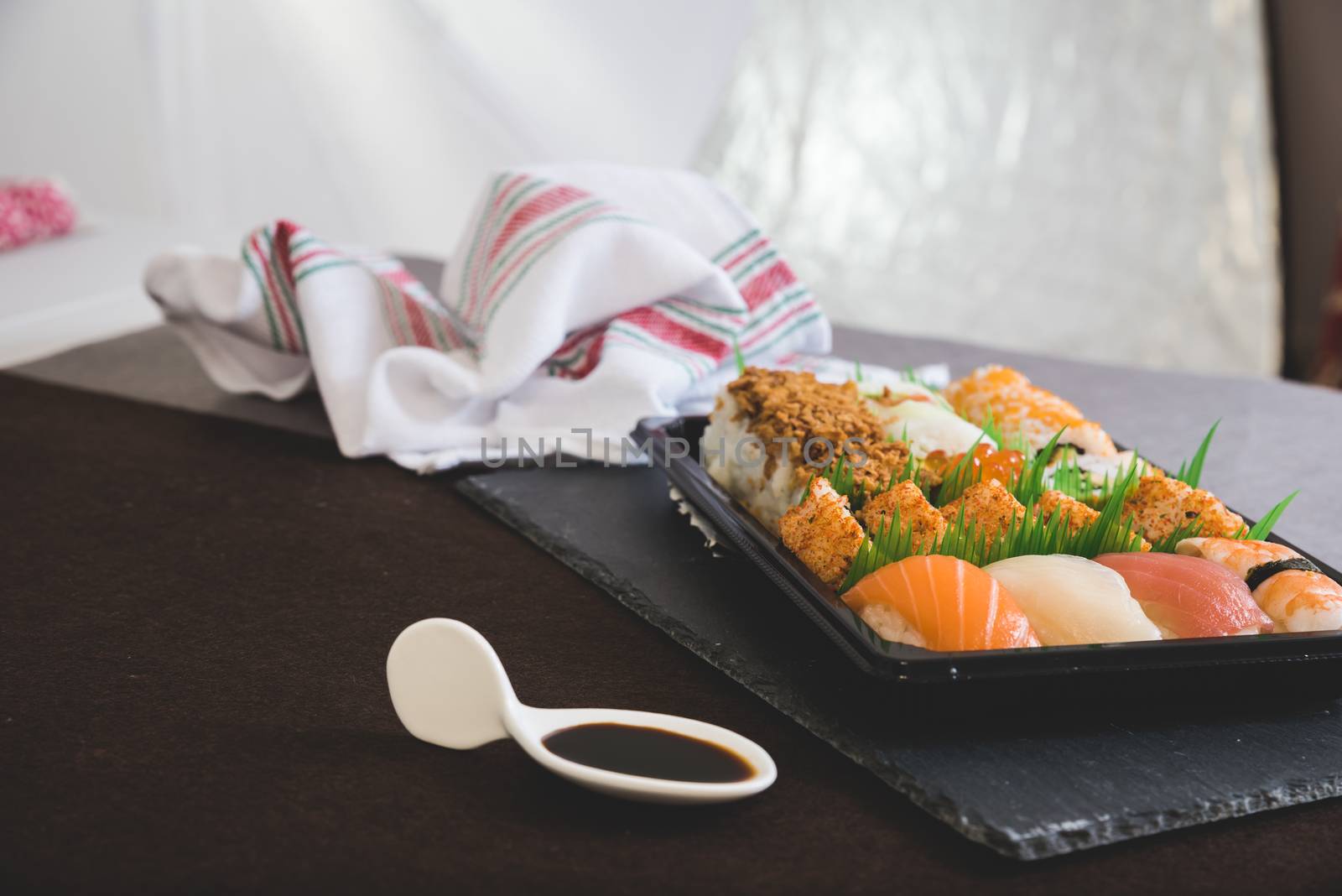 Raw fresh Salmon sushi roll maki - japanese food by jcdiazhidalgo