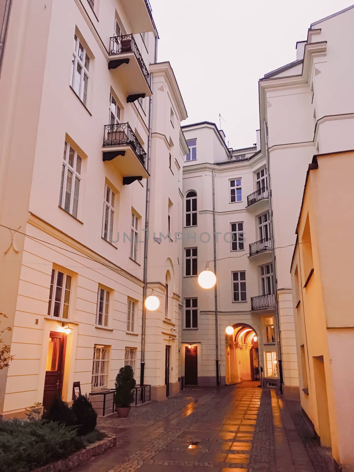 Exterior facades of classic buildings in the European city, architecture and design by Anneleven