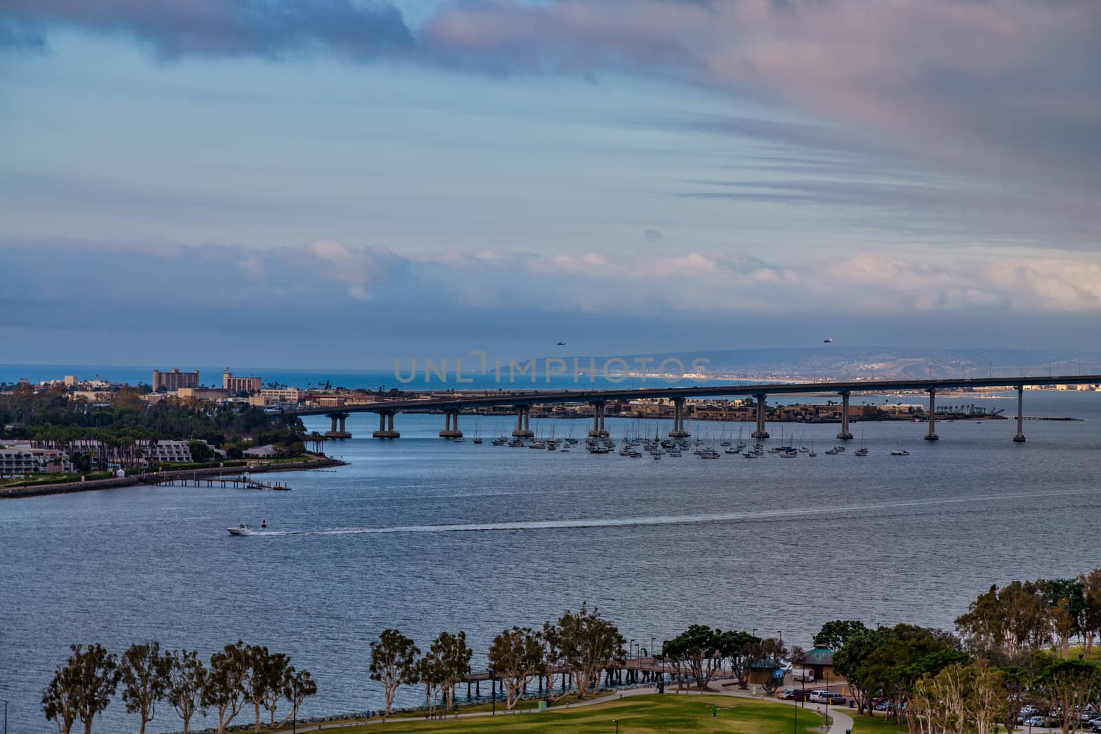 Bridge from San Diego to Coronado at dusk