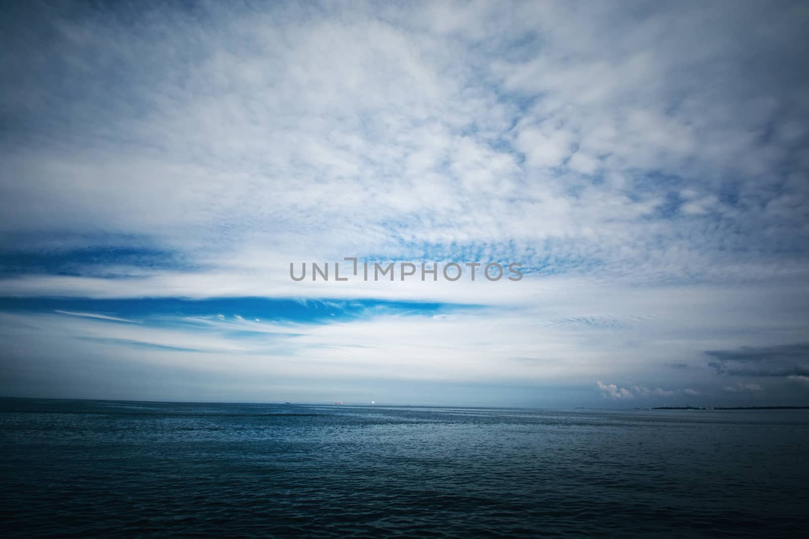 Cold sea and cloudy sky. Nature concept.