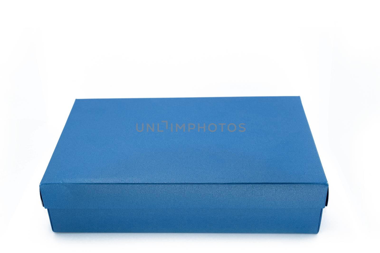Blue Cardboard box with lid front view isolated on white background. Packaging collection by peerapixs
