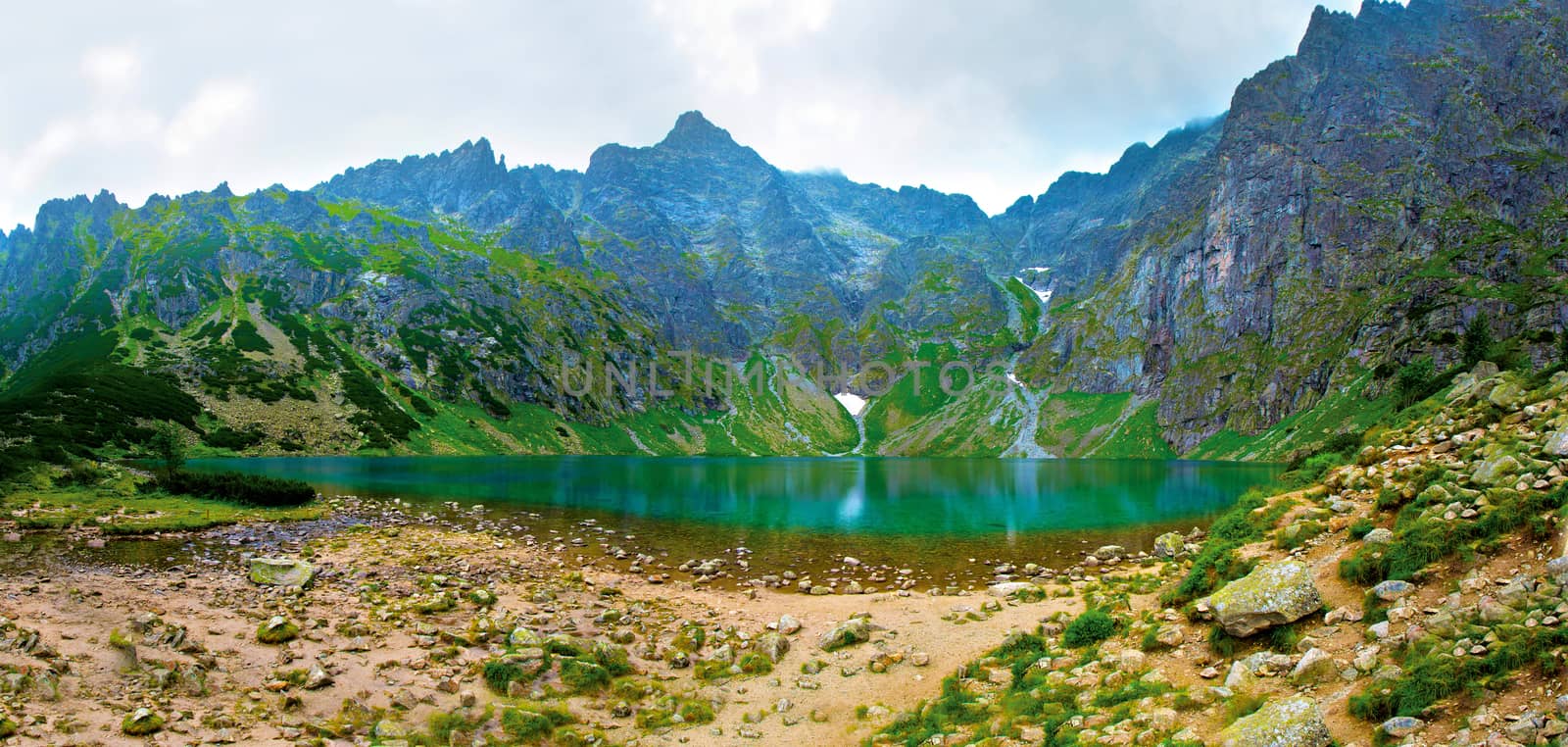 Lake in mountains. Czarny Staw in Tatry.