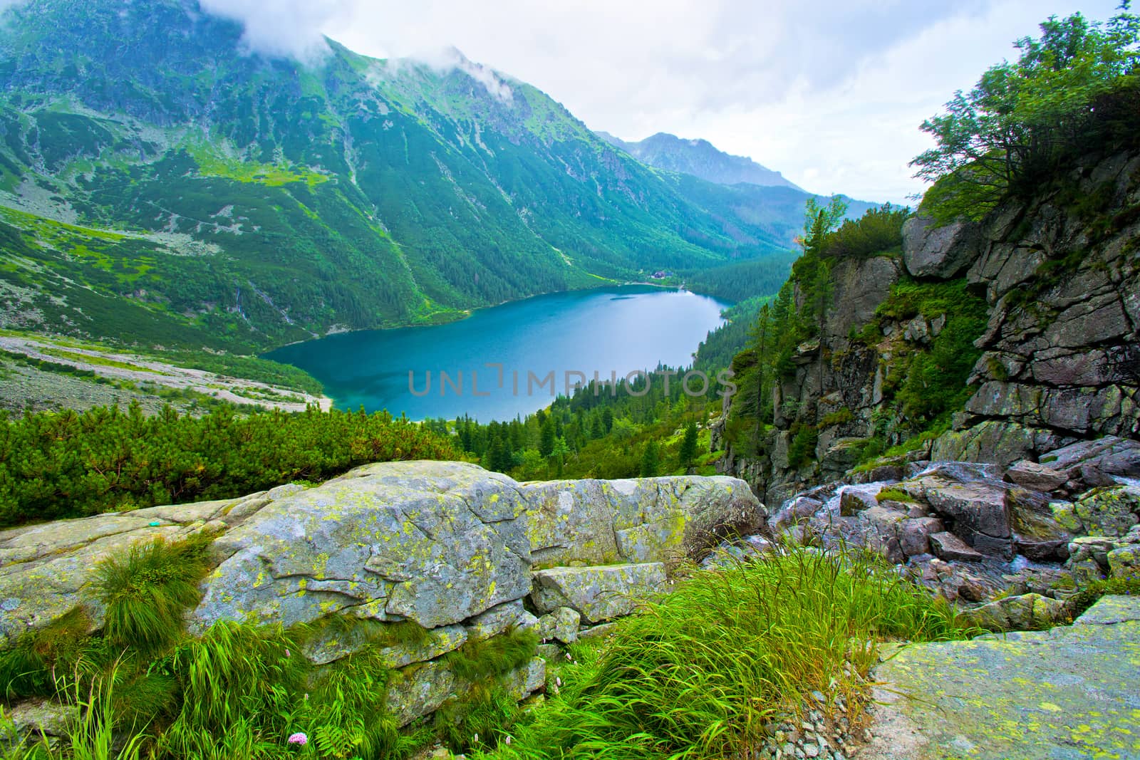 Lake in mountains. Morskie Oko in Tatry.