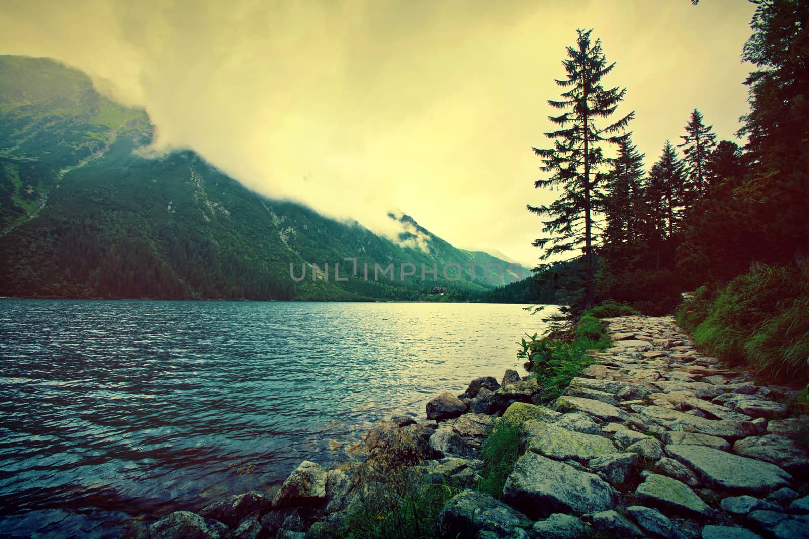 Lake in mountains. by satariel