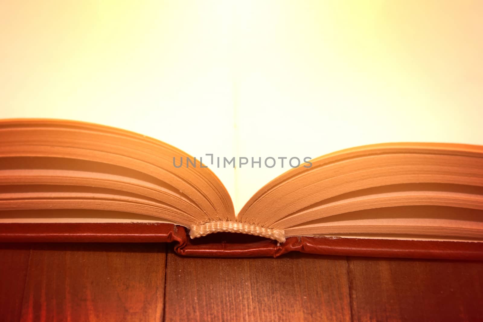 Open book on wooden table. Knowledge and education conceptual image.