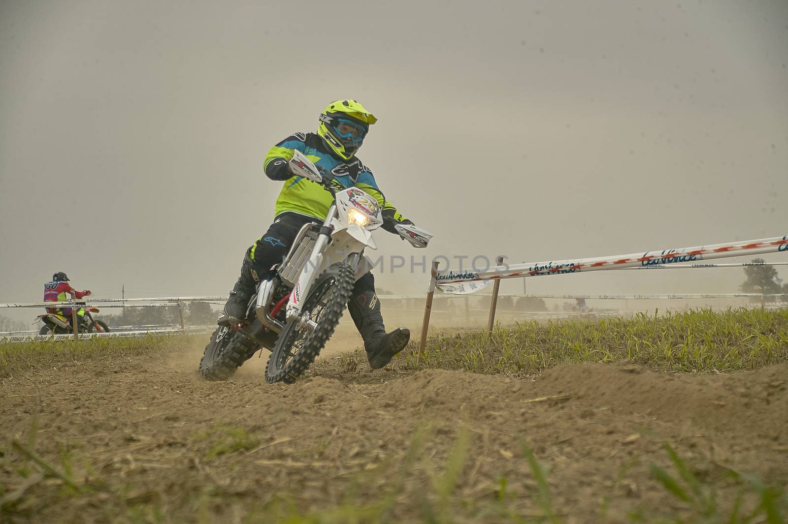 GAVELLO, ITALY 24 MARCH 2020: Enduro race in Countryside