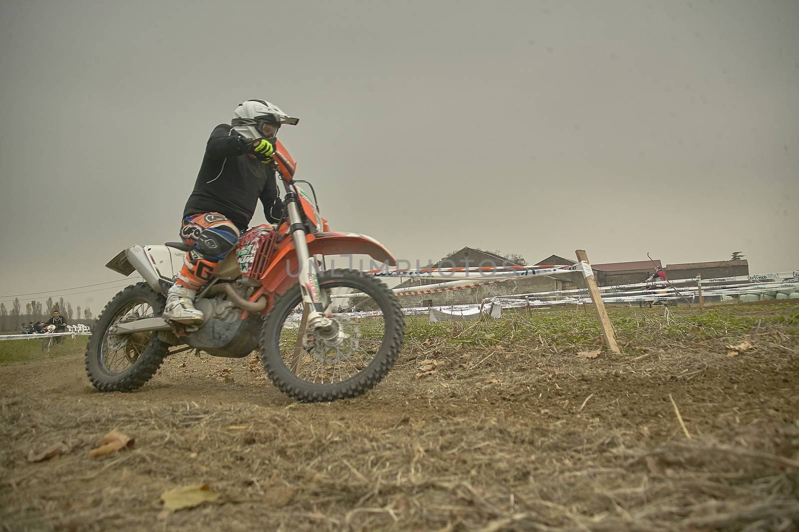 GAVELLO, ITALY 24 MARCH 2020: Enduro race in Countryside