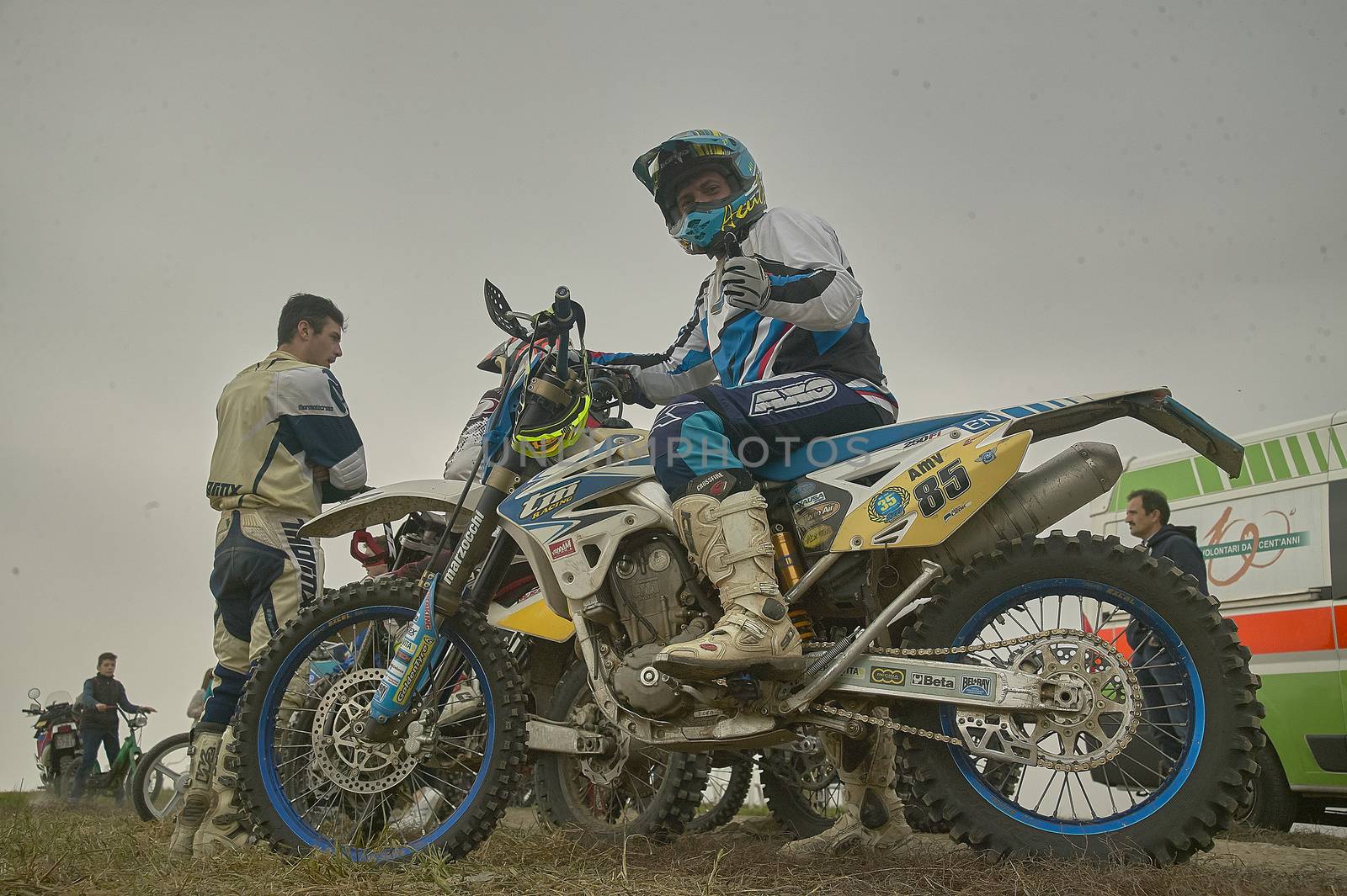 GAVELLO, ITALY 24 MARCH 2020: Enduro race in Countryside