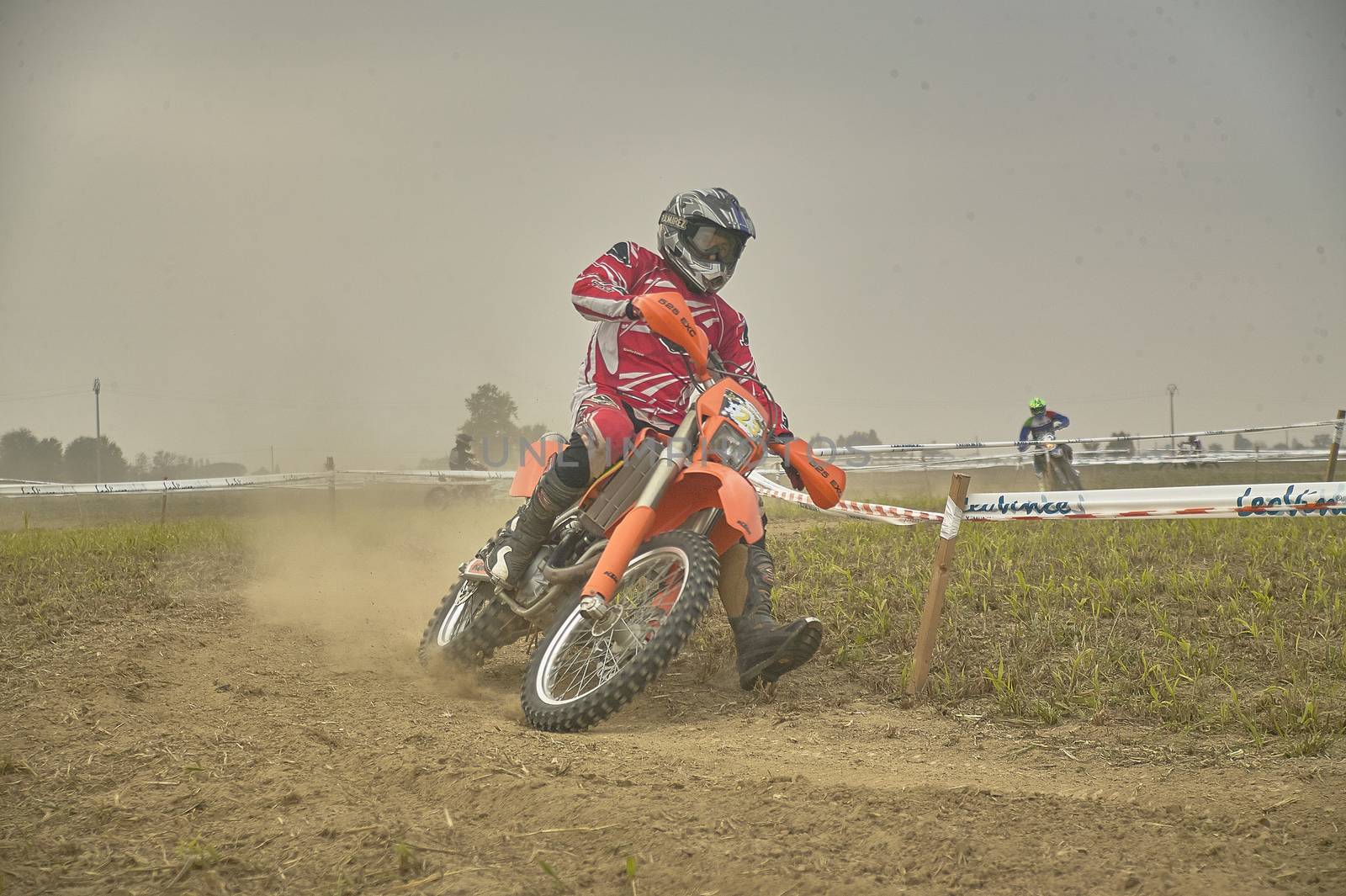 GAVELLO, ITALY 24 MARCH 2020: Enduro race in Countryside