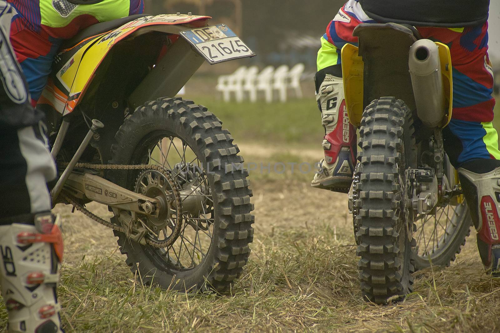 GAVELLO, ITALY 24 MARCH 2020: Enduro race in Countryside