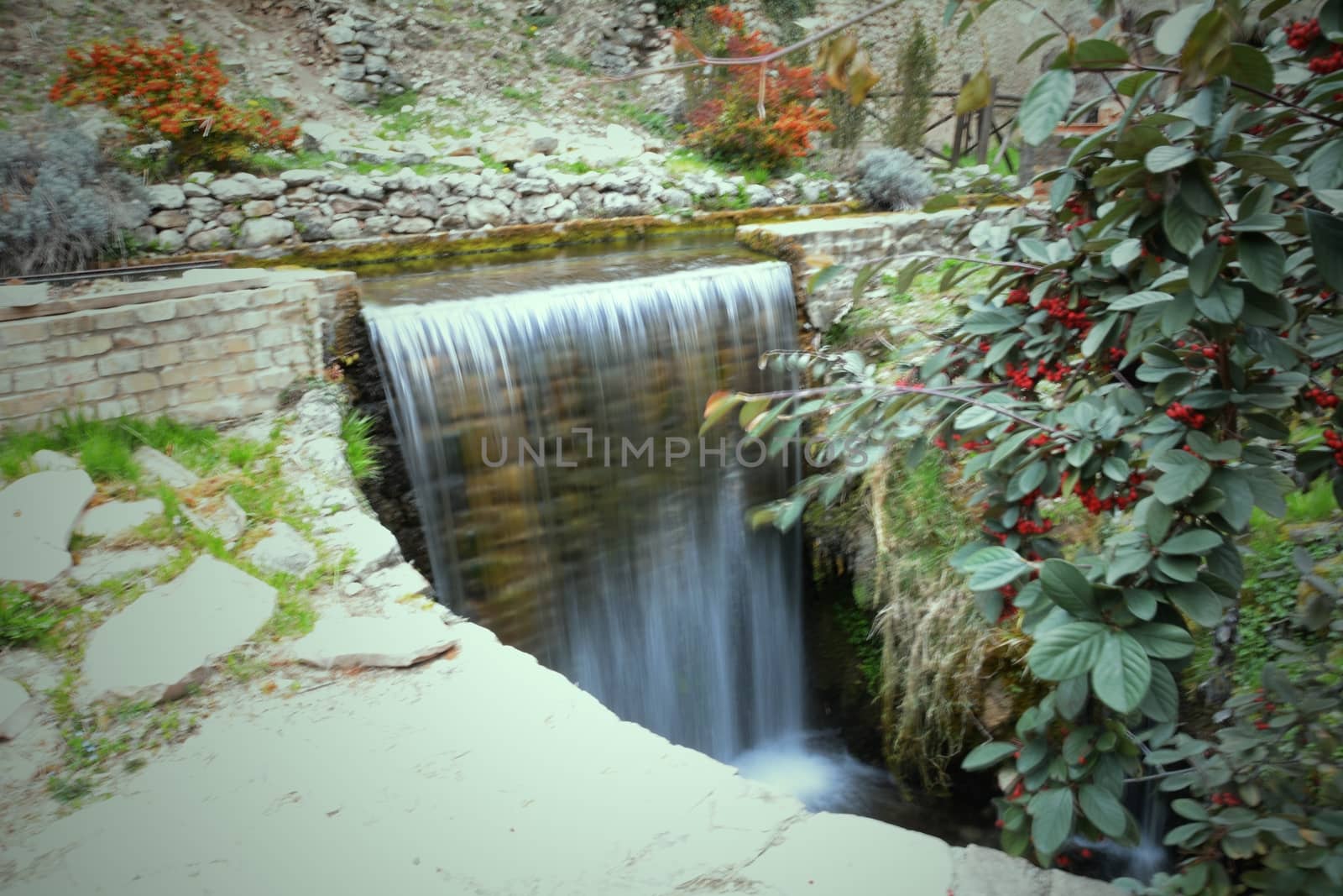 Rasiglia village with torrent in the province of Perugia