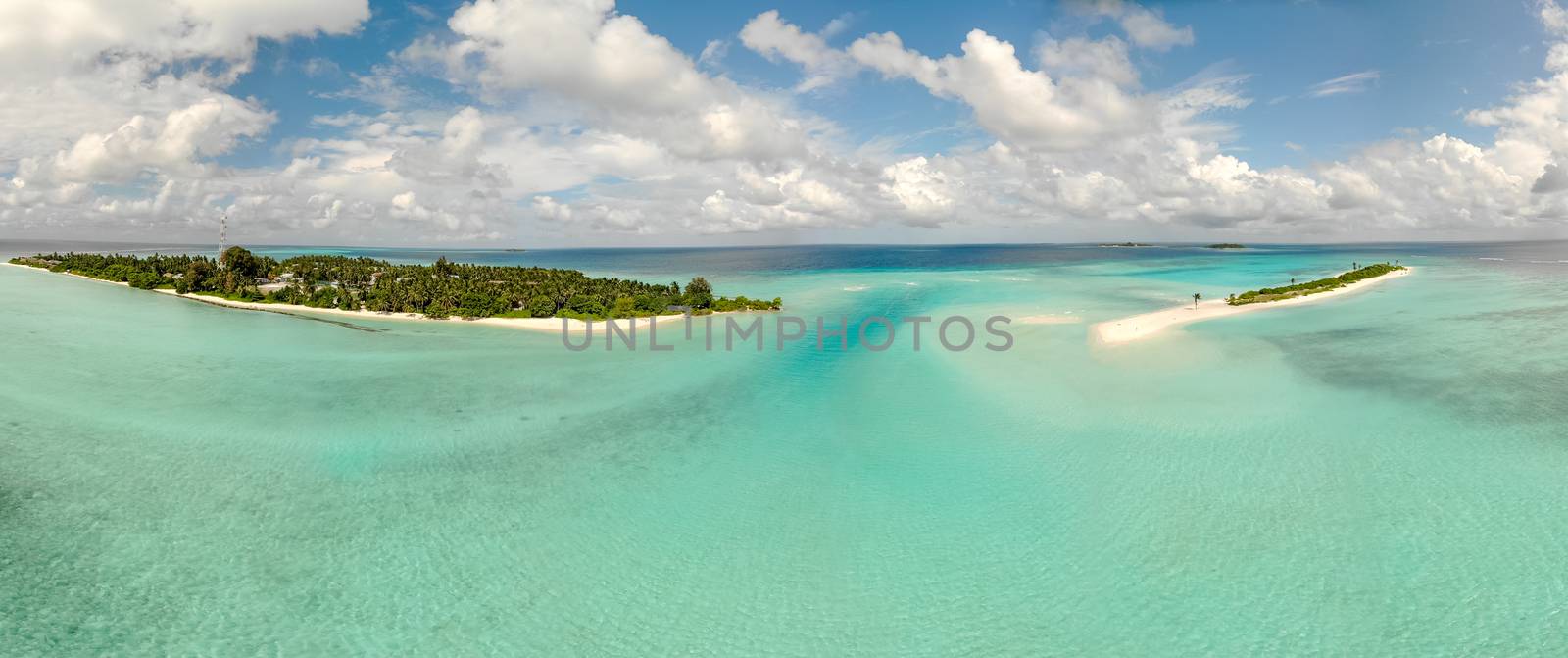 Picture perfect beach and turquoise lagoon on small tropical island on Maldives by kasto