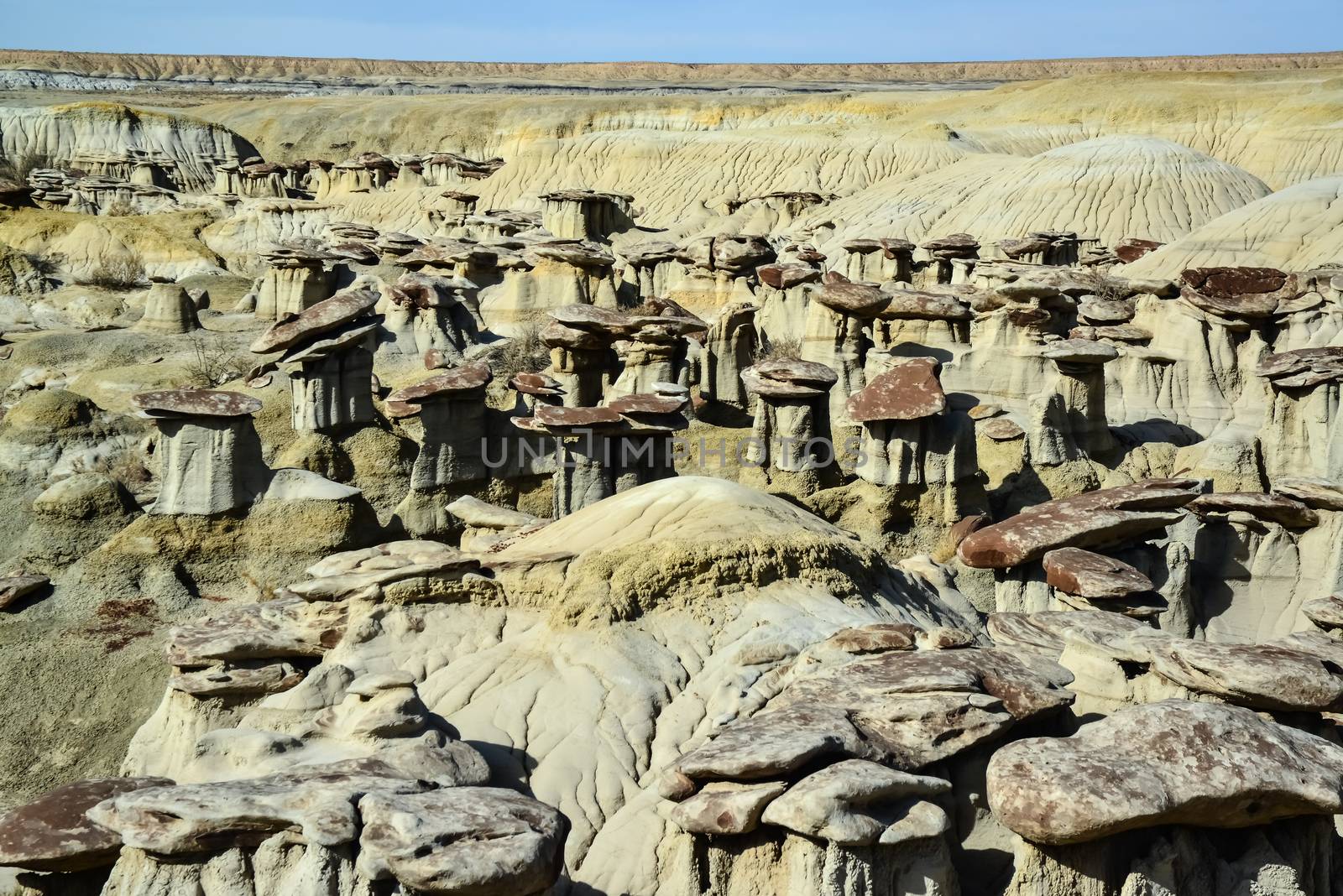 Weird sandstone formations created by erosion at Ah-Shi-Sle-Pah Wilderness Study Area in San Juan County near the city of Farmington, New Mexico. 