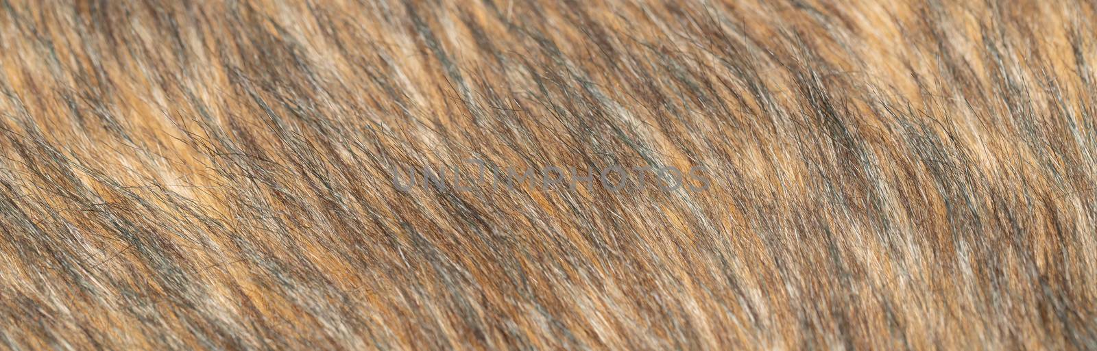 Close-up of a fluffy dark brown faux fur fabric with a background texture. by bonilook