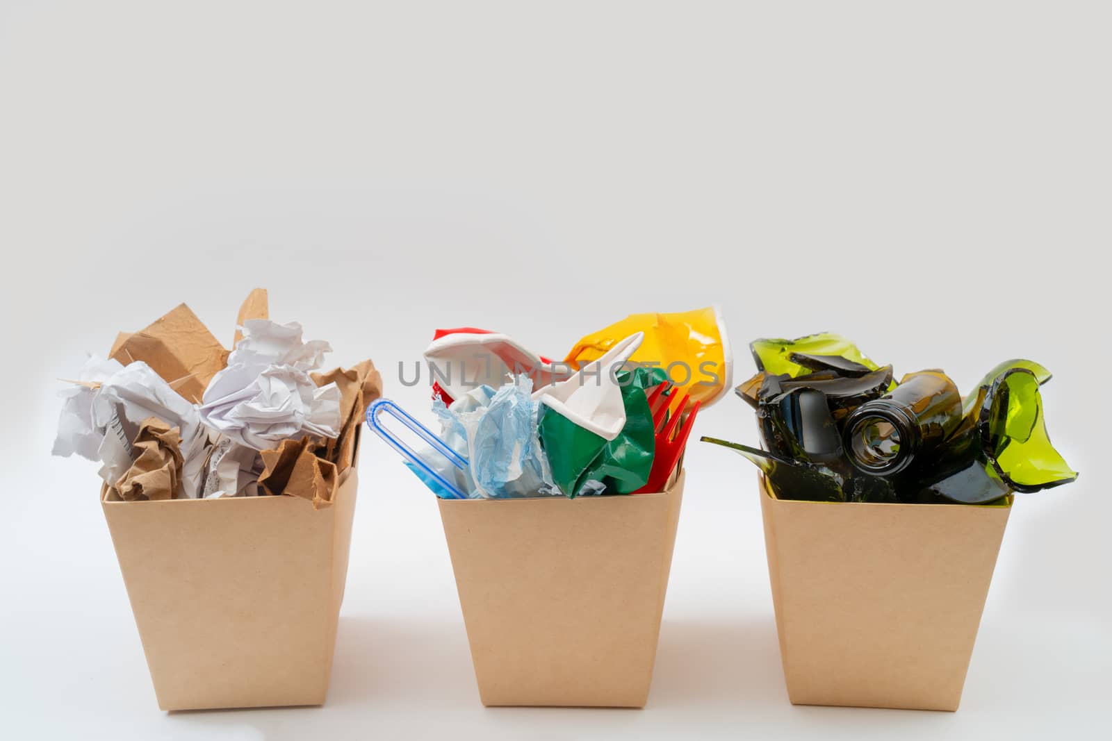Separate garbage collection. Paper, Plastic, Glass. Environmental pollution.