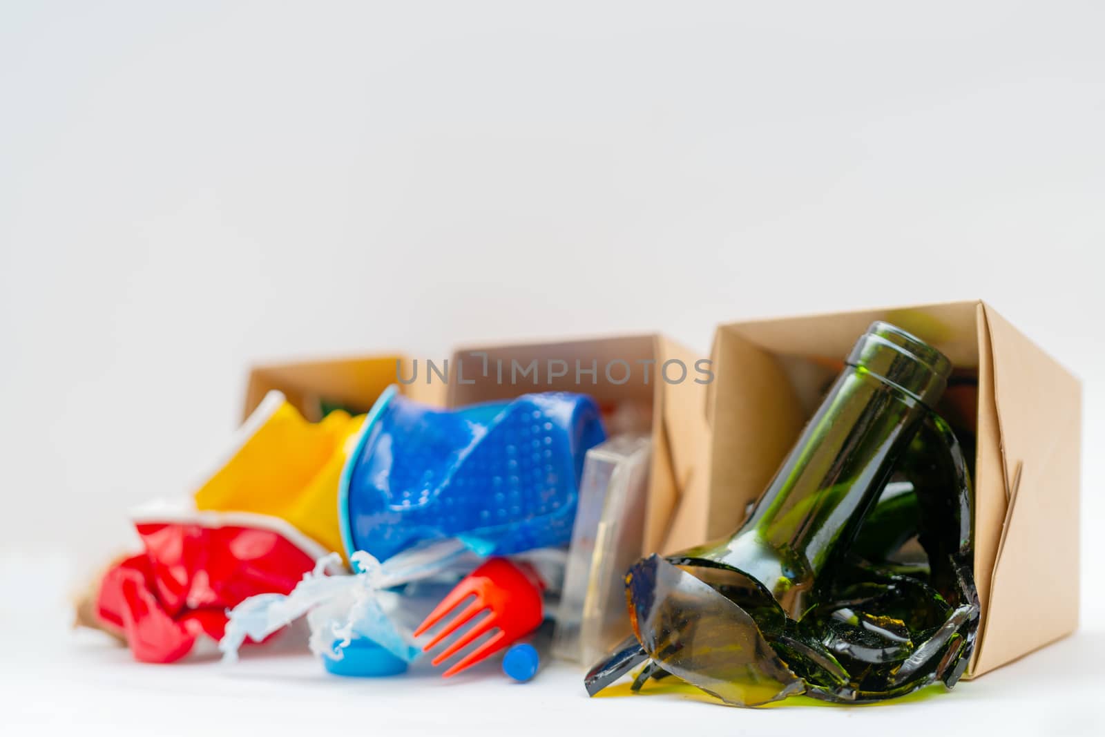 Separate garbage collection. Paper, Plastic, Glass. Environmental pollution.