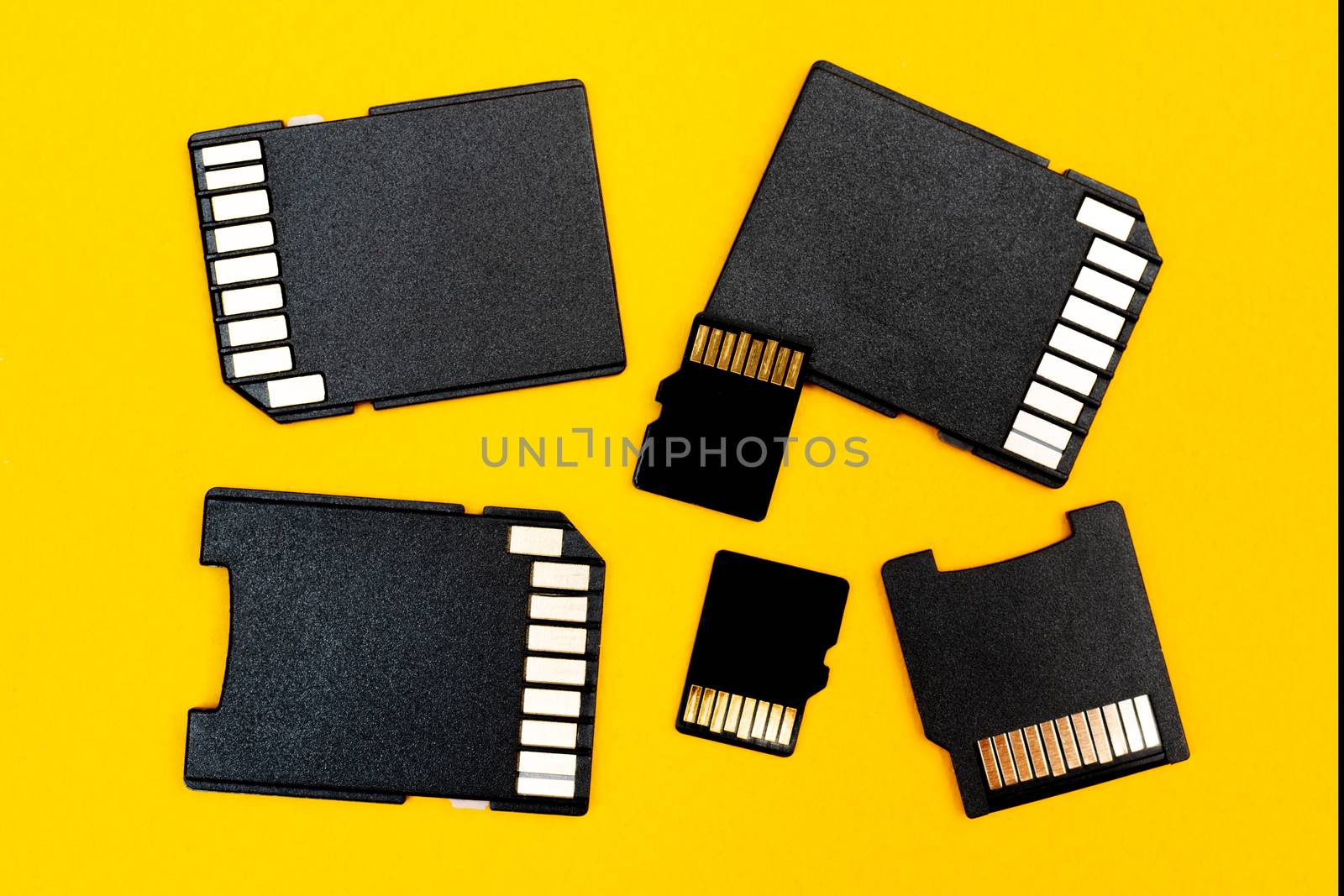 Memory cards for gadgets. Modern storage devices. Digital recording of information.