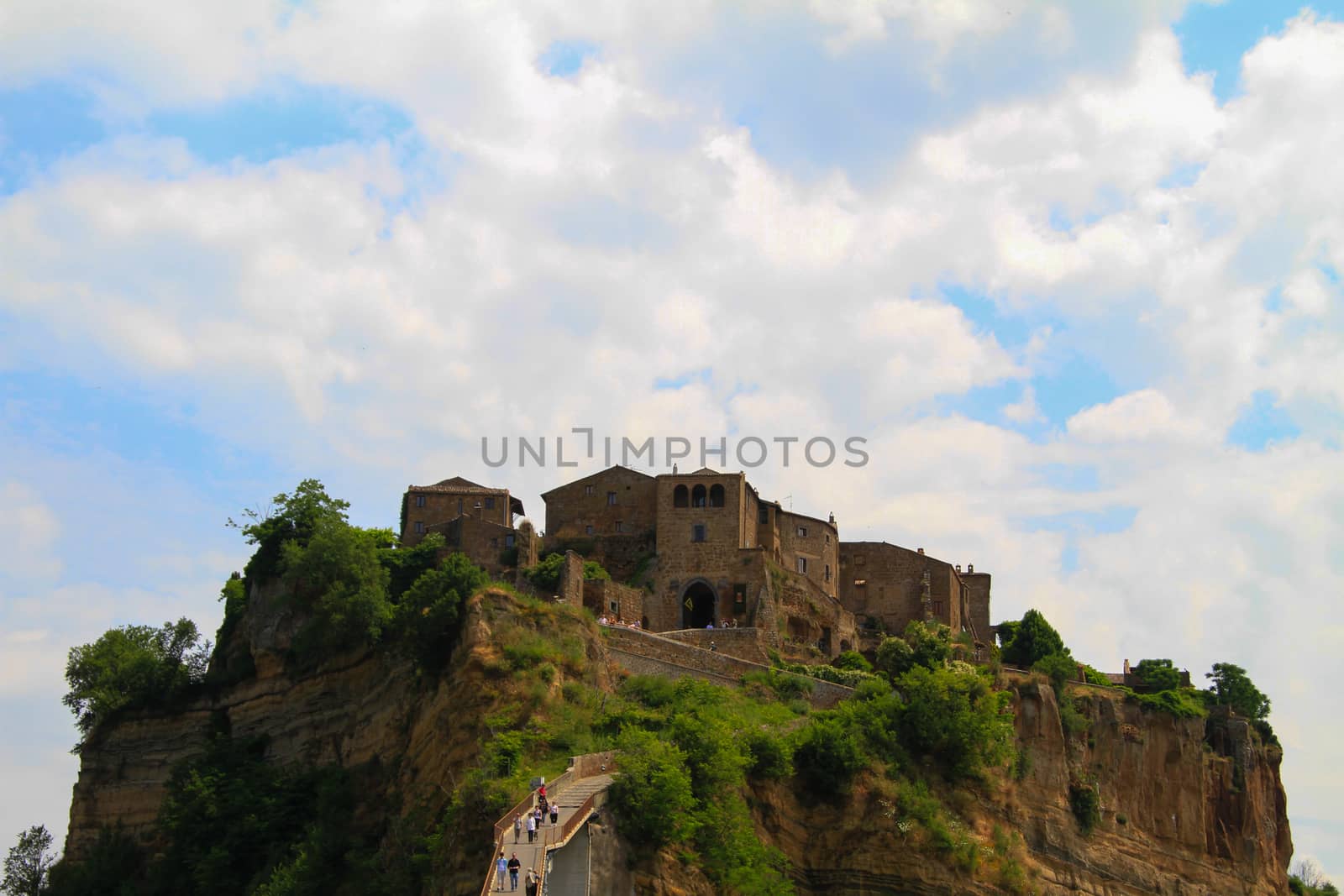 BAGNOREGIO,ITALY 25 APRIL 2020 :village of Bagnoregio isolated village that can not be reached by car only on foot