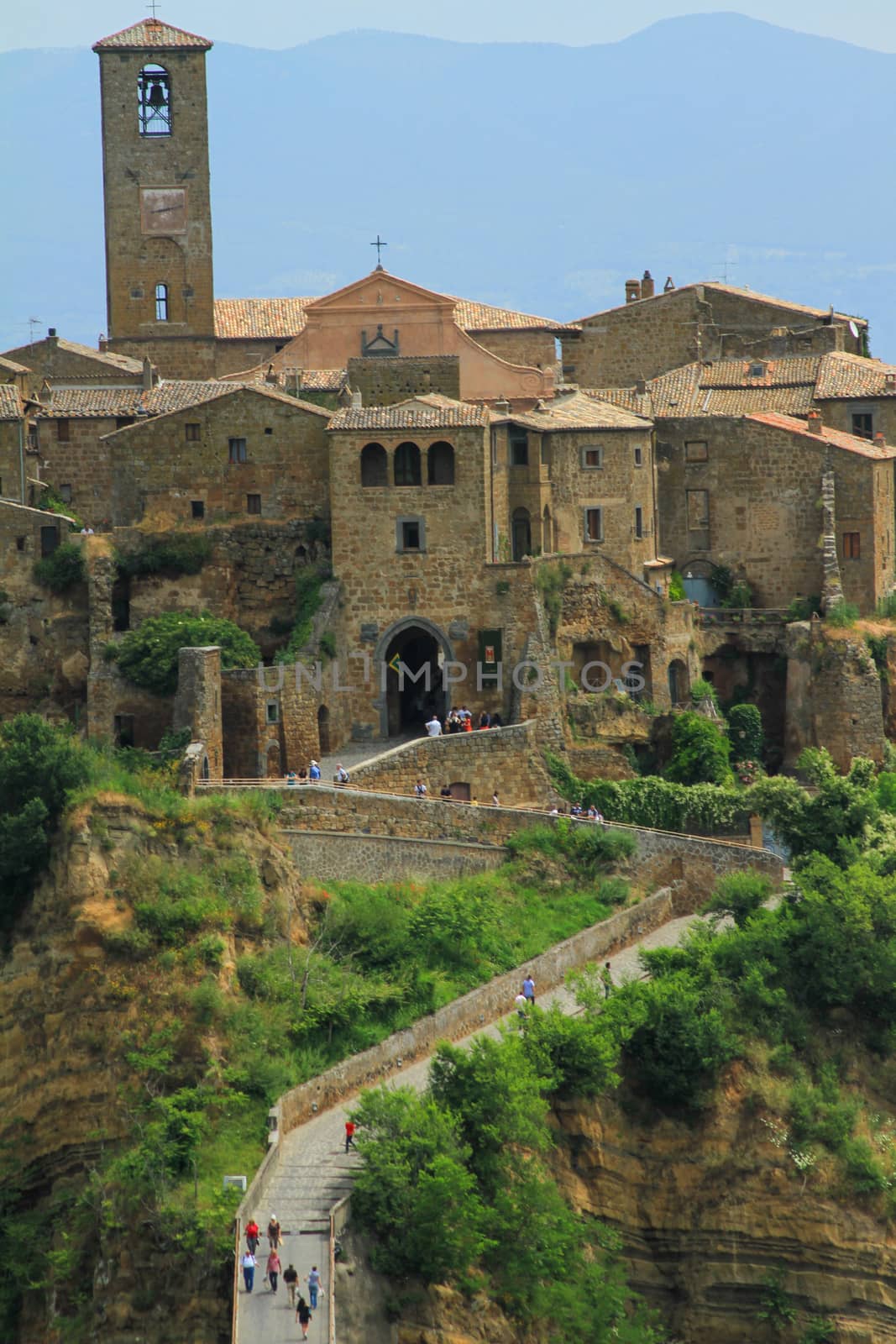 BAGNOREGIO,ITALY 25 APRIL 2020 :village of Bagnoregio isolated village that can not be reached by car only on foot