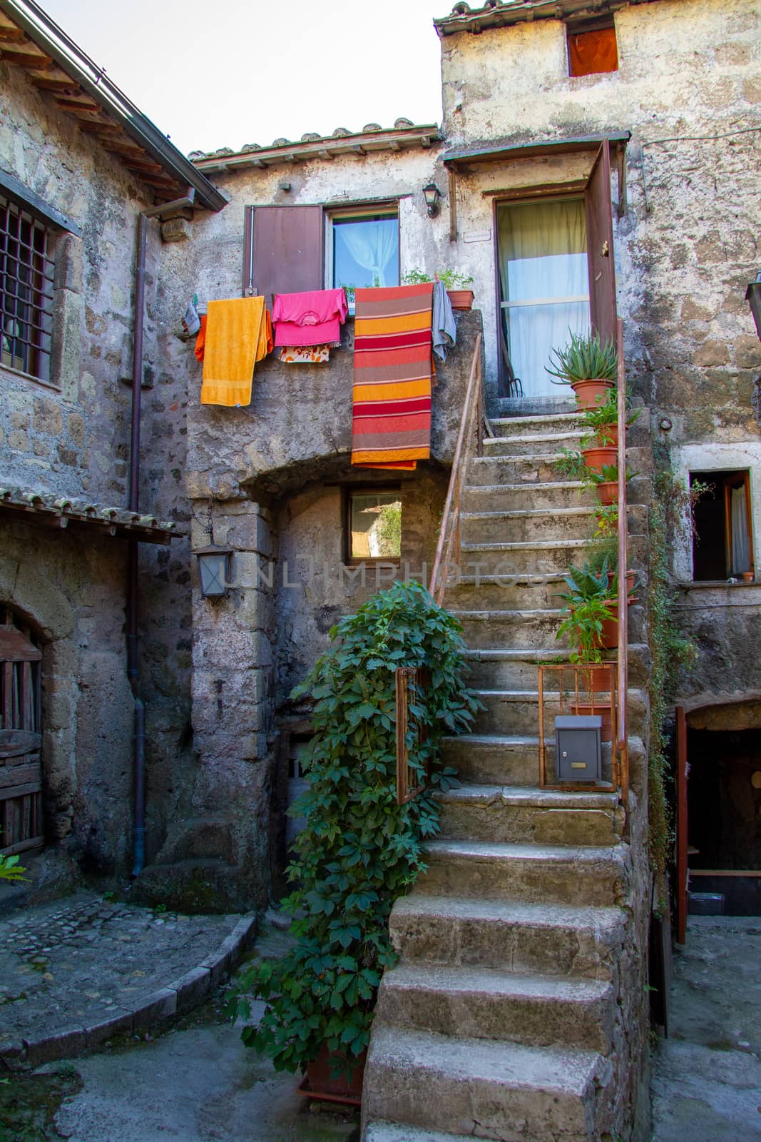 town of Calcata vechhia in italy taken on a sunny day