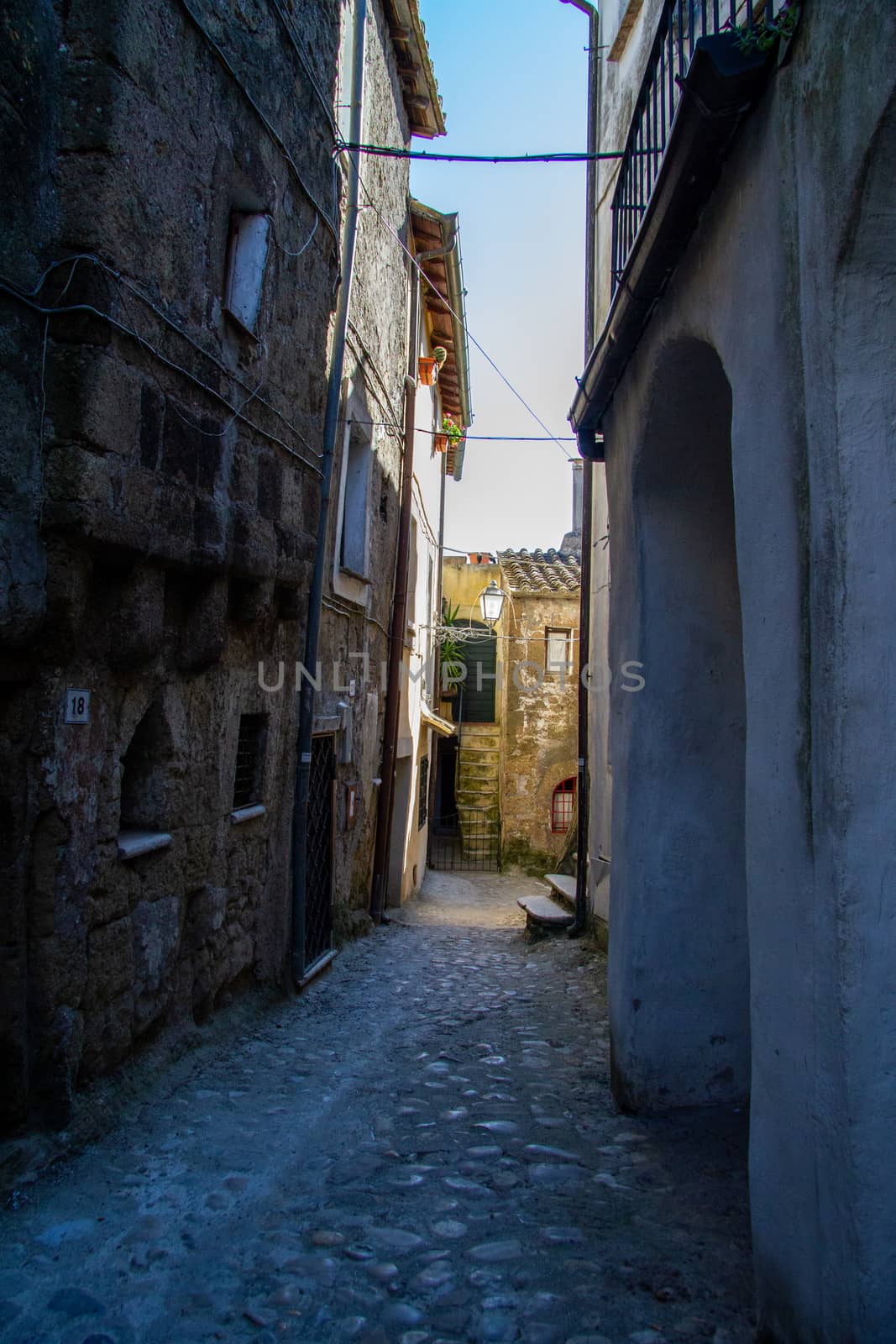 town of Calcata vechhia in italy taken on a sunny day