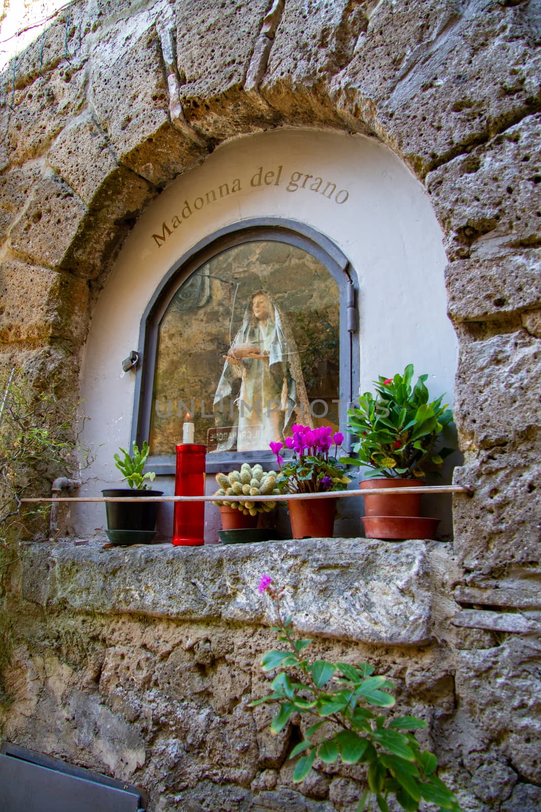 town of Calcata vechhia in italy taken on a sunny day