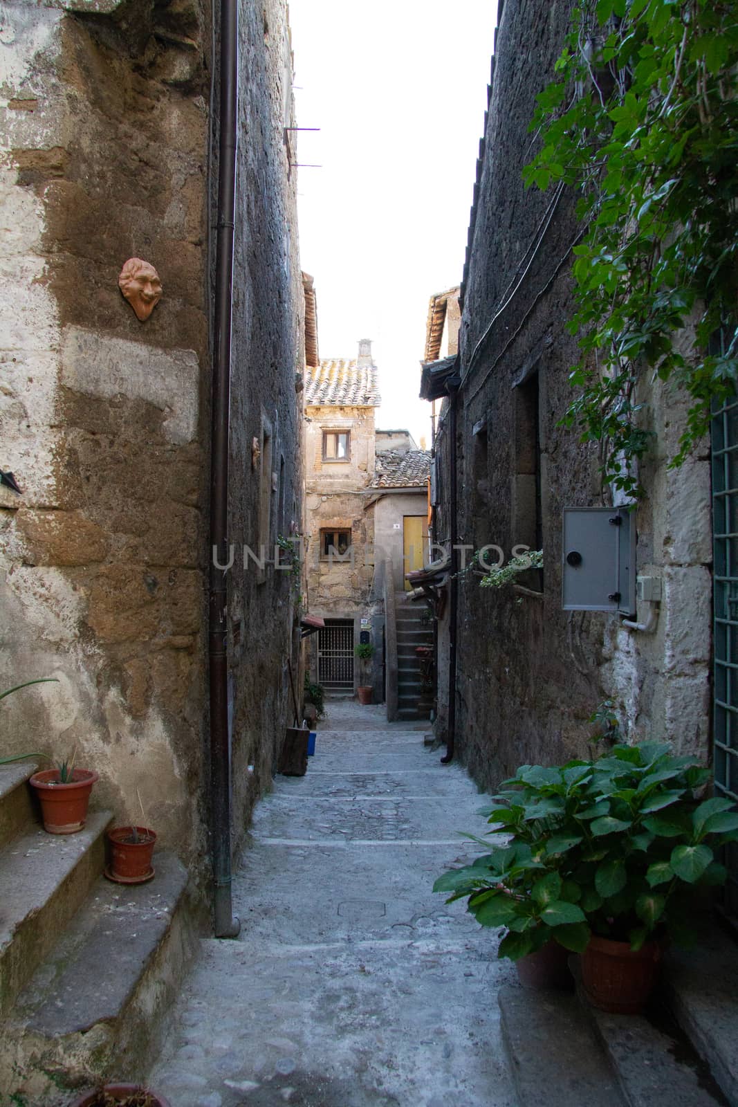 town of Calcata vechhia in italy taken on a sunny day