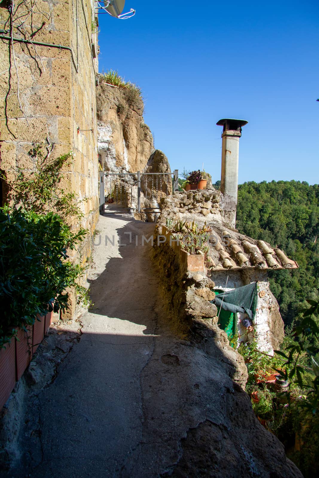 town of Calcata vechhia in italy taken on a sunny day