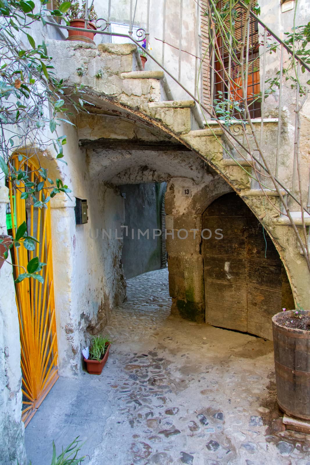 town of Calcata vechhia in italy taken on a sunny day